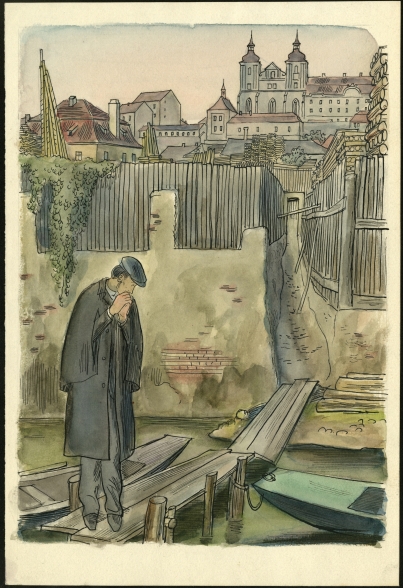 Náhledový obrázek Studie k ilustraci - U snědeného krámu - 1