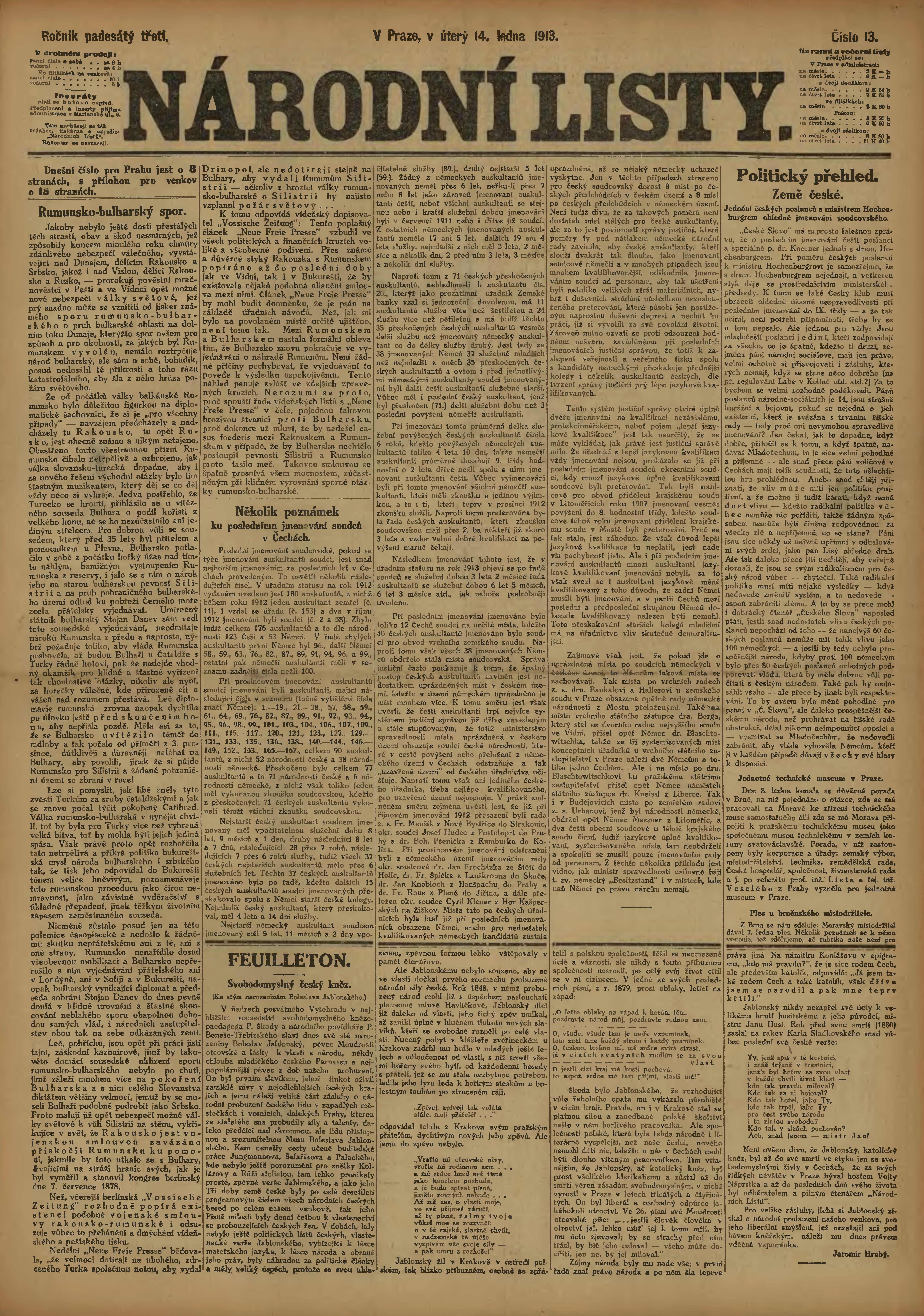 Náhledový obrázek Forma pro tisk Národních listů z roku 1913 - 5