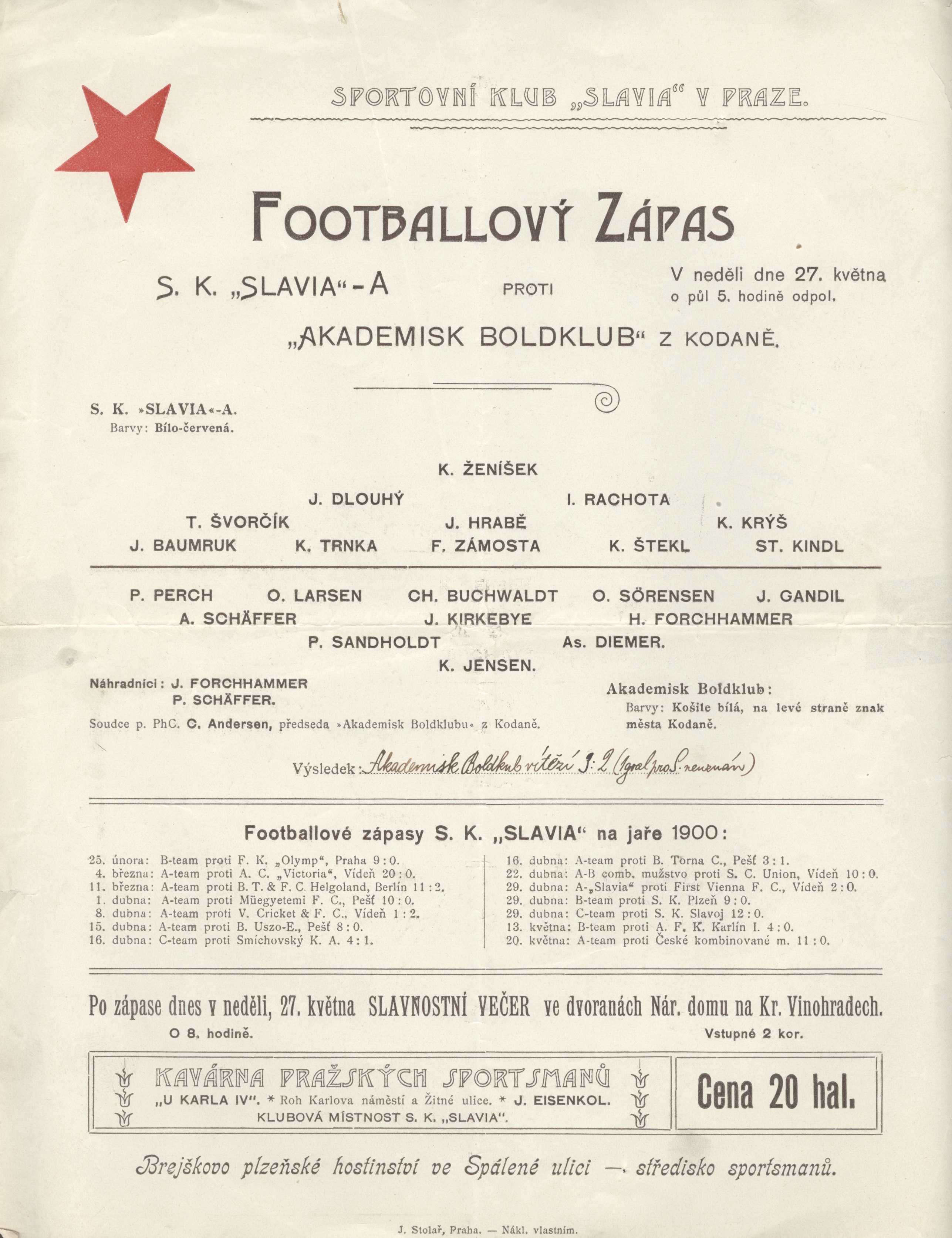 Náhledový obrázek Footballový zápas, program - 1