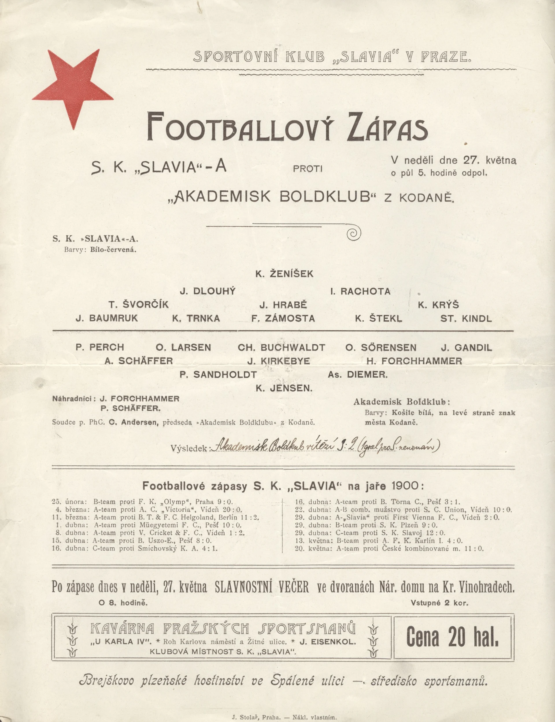 Náhledový obrázek předmětu Footballový zápas, program