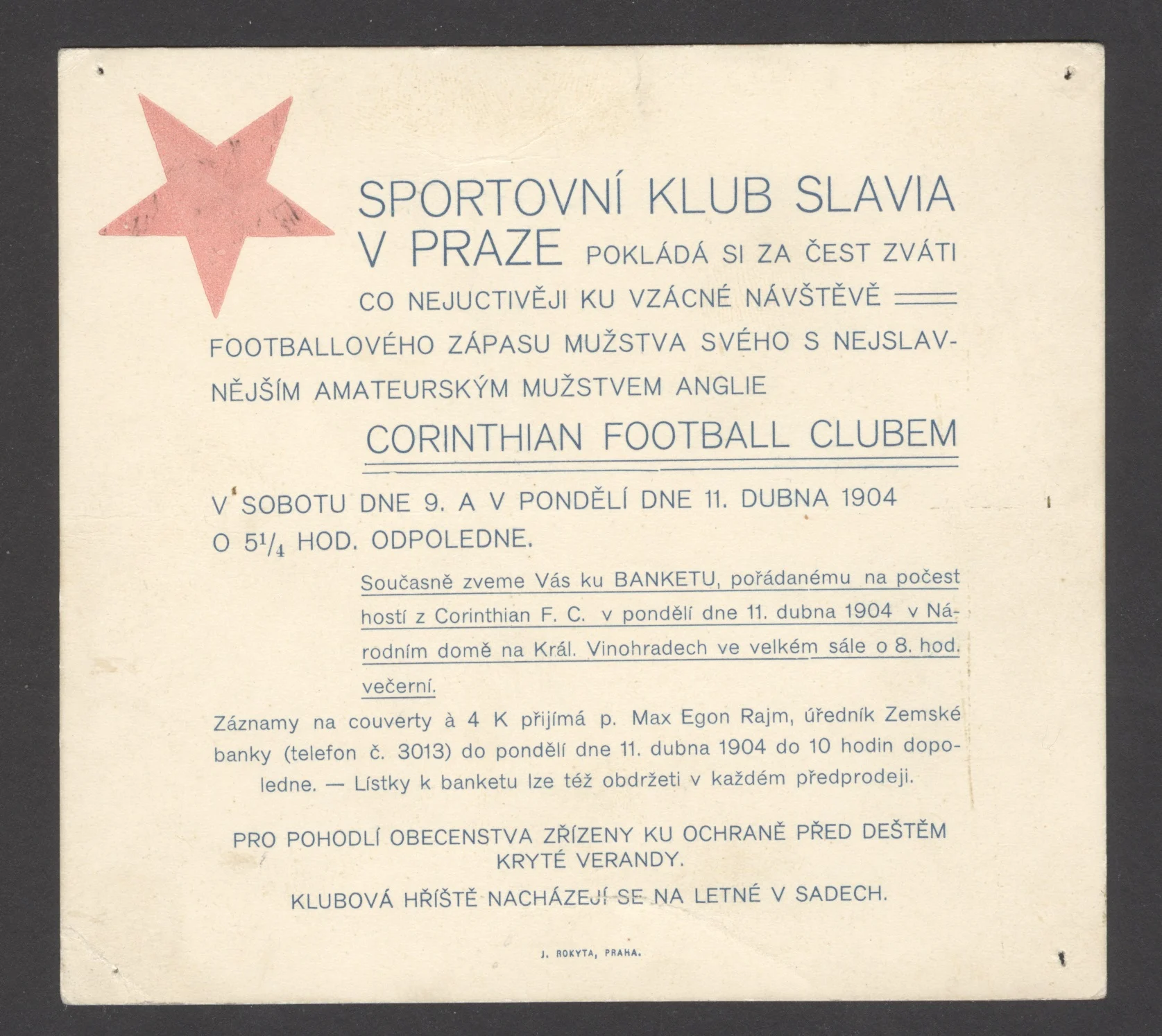 Náhledový obrázek předmětu Pozvánka ku footballovému zápasu