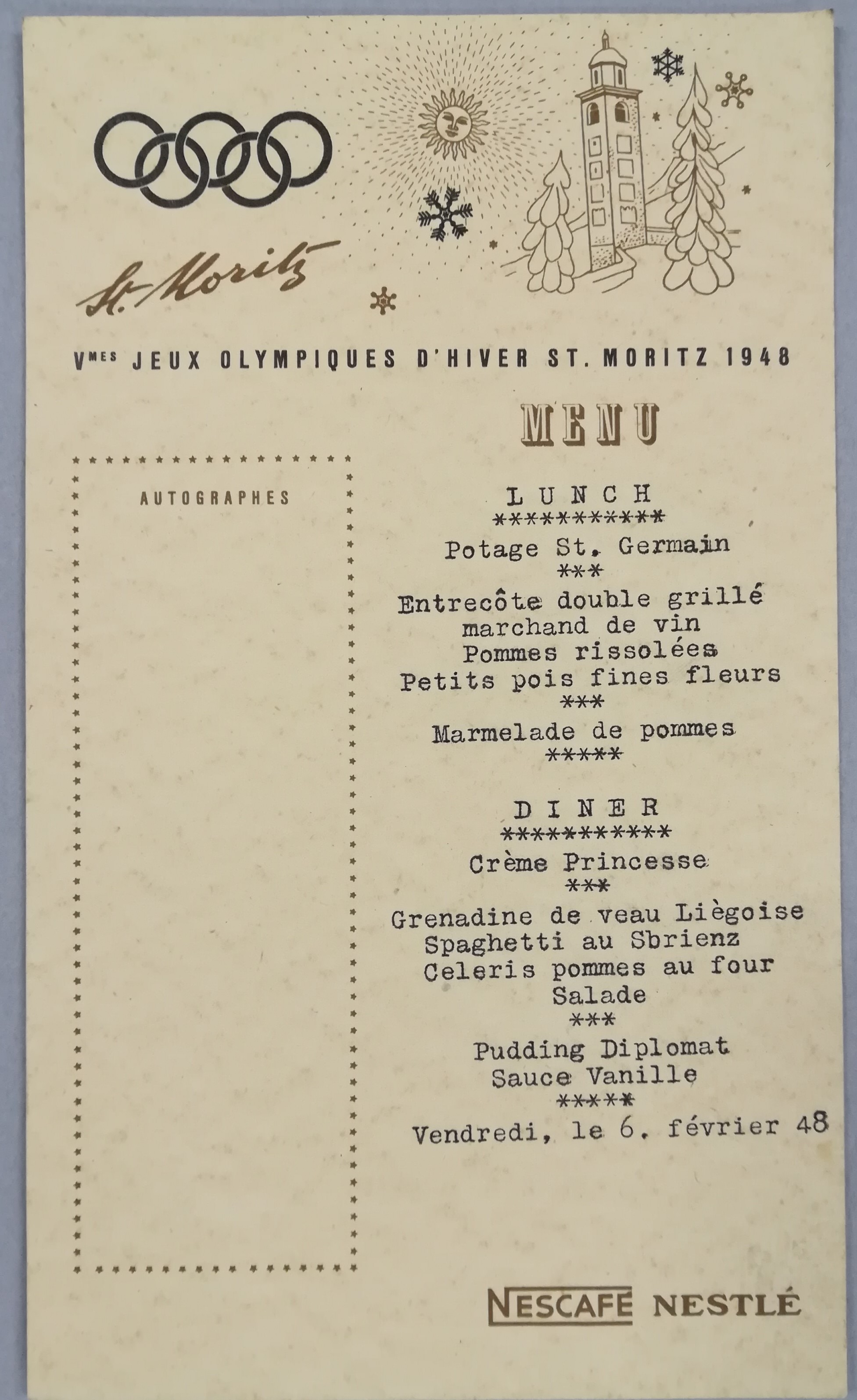 Náhledový obrázek Slavnostní menu z 6. února 1948 - 1