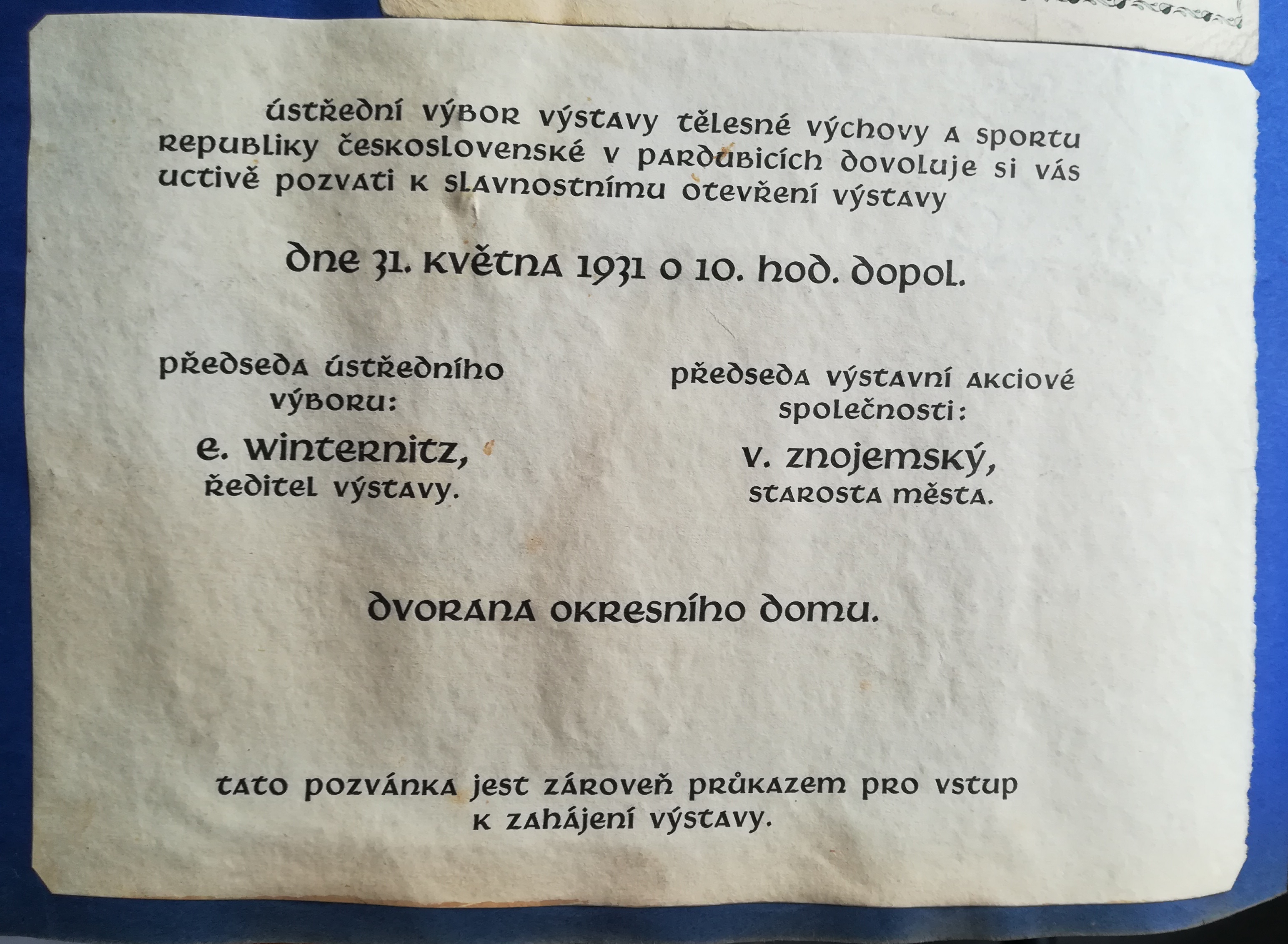 Náhledový obrázek Výstava tělesné výchovy a sportu. Pardubice 1931 - 1