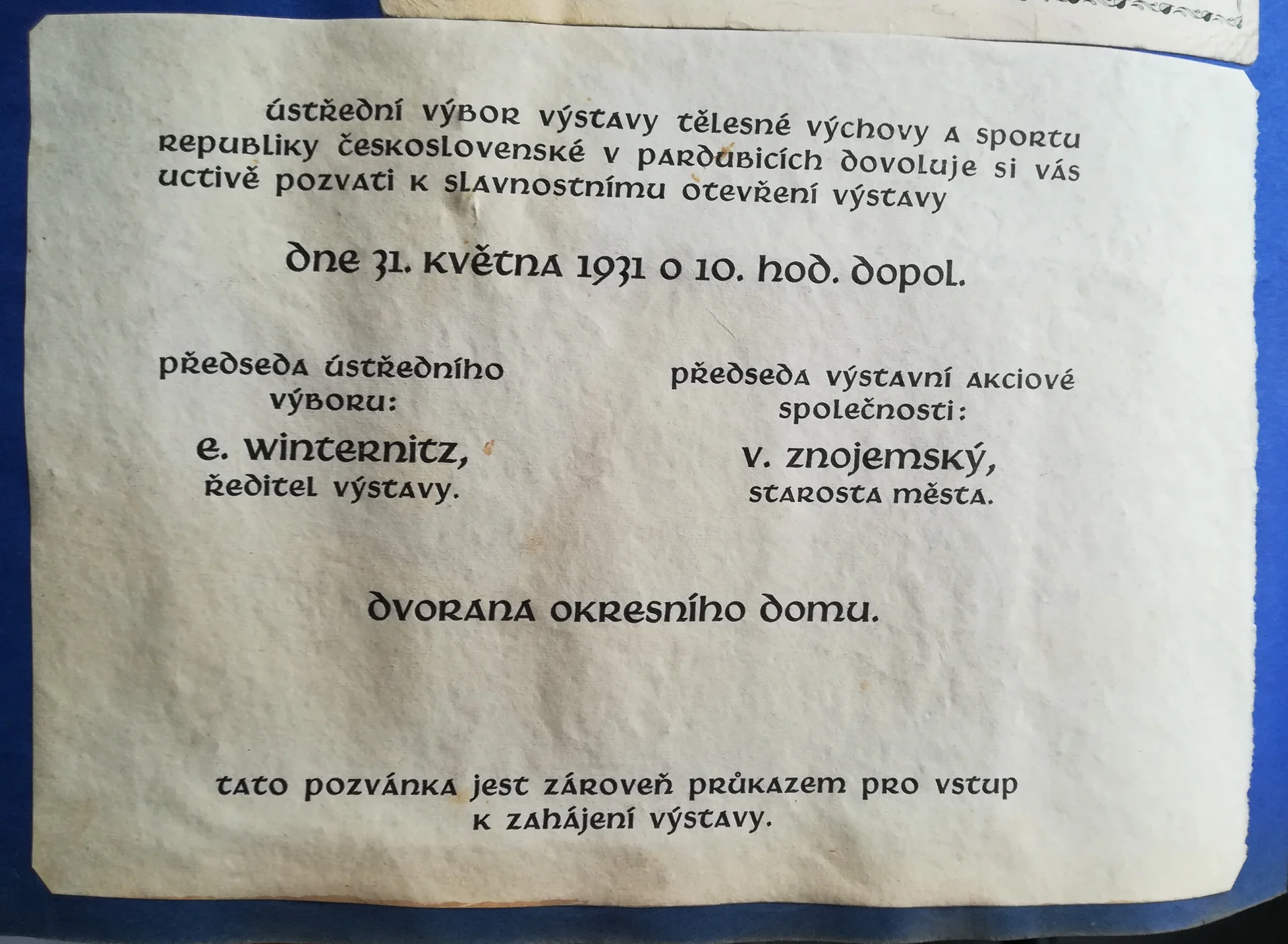 Náhledový obrázek předmětu Výstava tělesné výchovy a sportu. Pardubice 1931