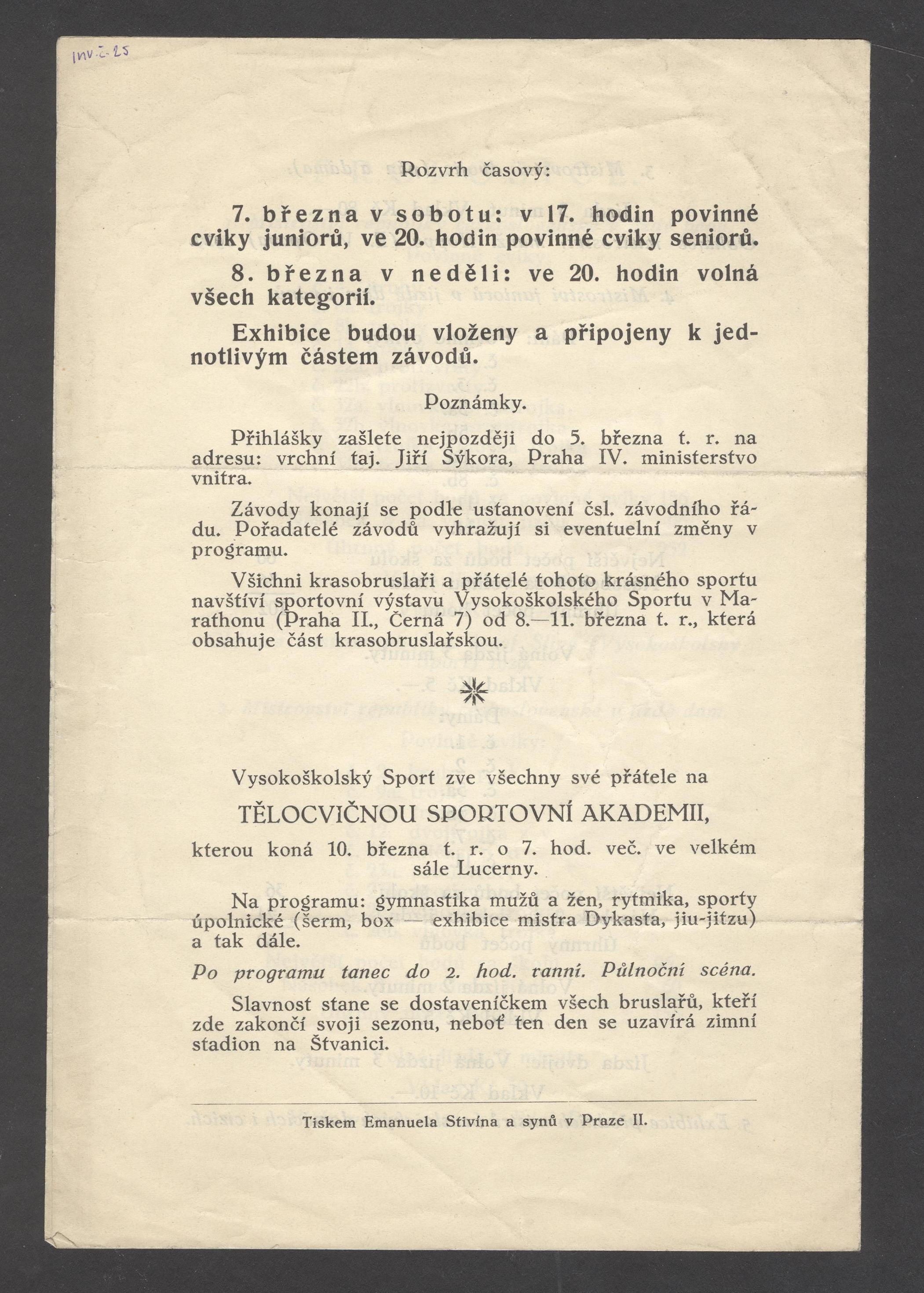 Náhledový obrázek Krasobruslařské závody o mistrovství ČSR na rok 1931. Praha - 3