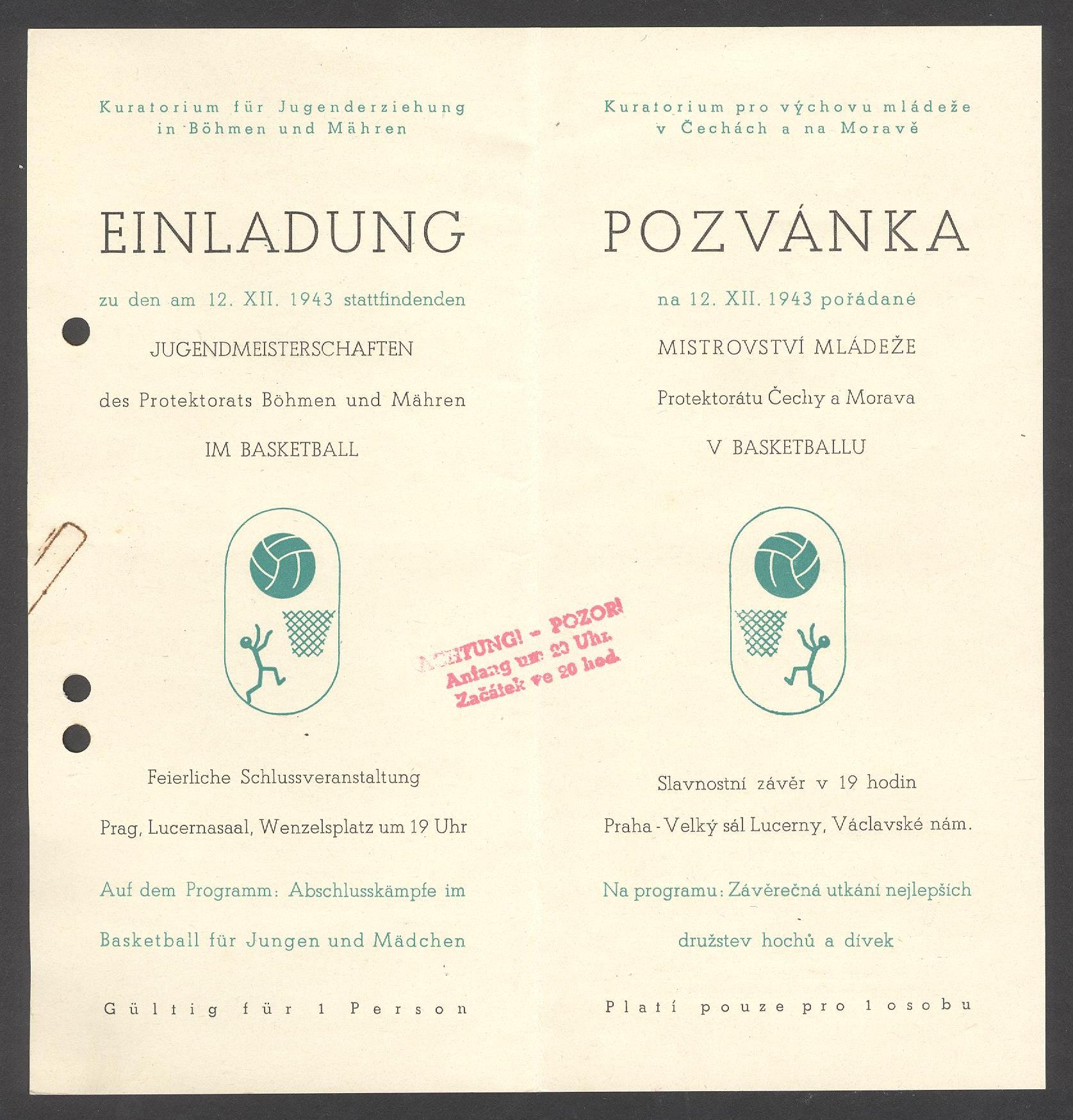 Náhledový obrázek Mistrovství mládeže Protektorátu Čechy a Morava v basketballu 1943 - 1