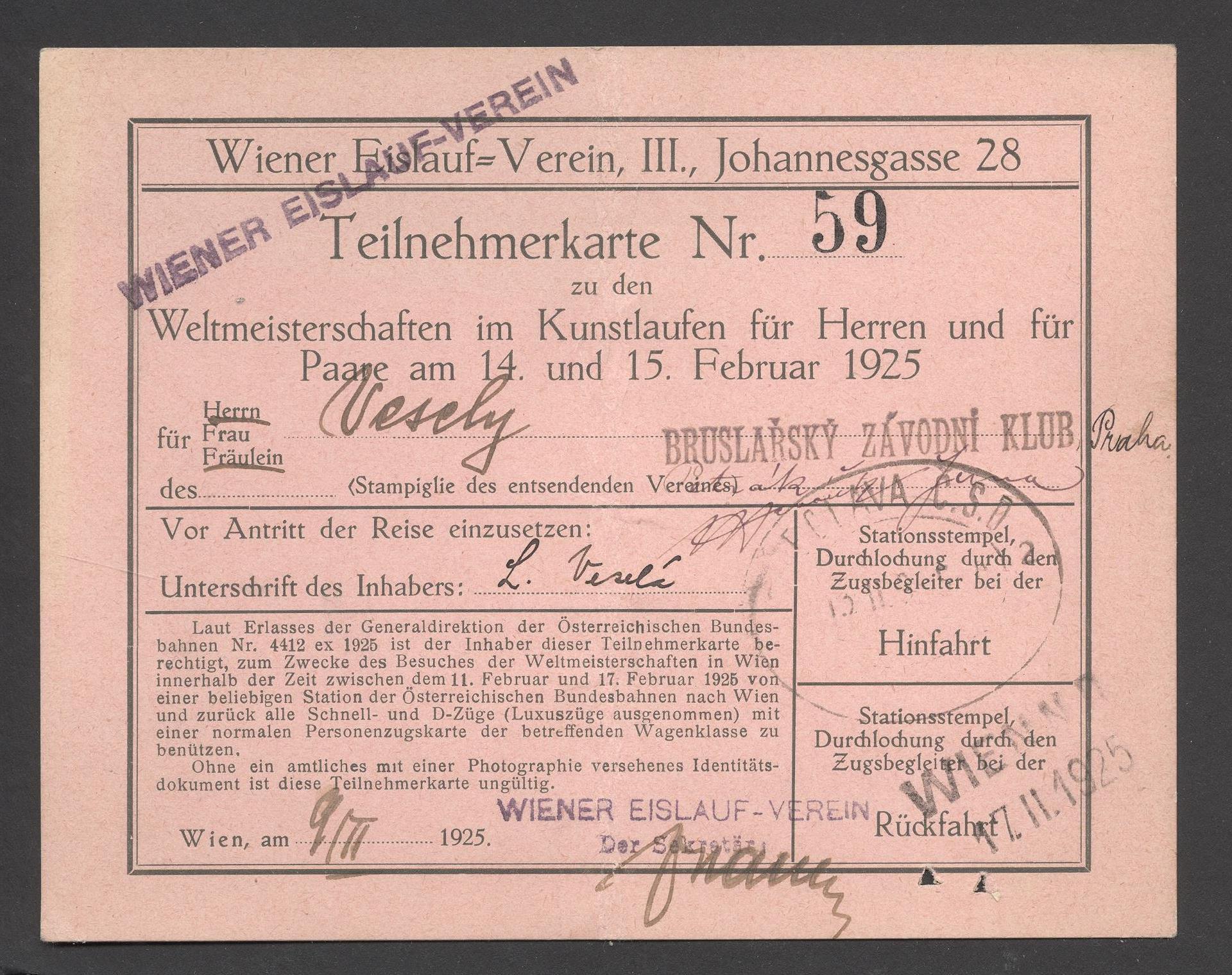 Náhledový obrázek Mistrovství světa v krasobruslení. Vídeň 1925 - 1