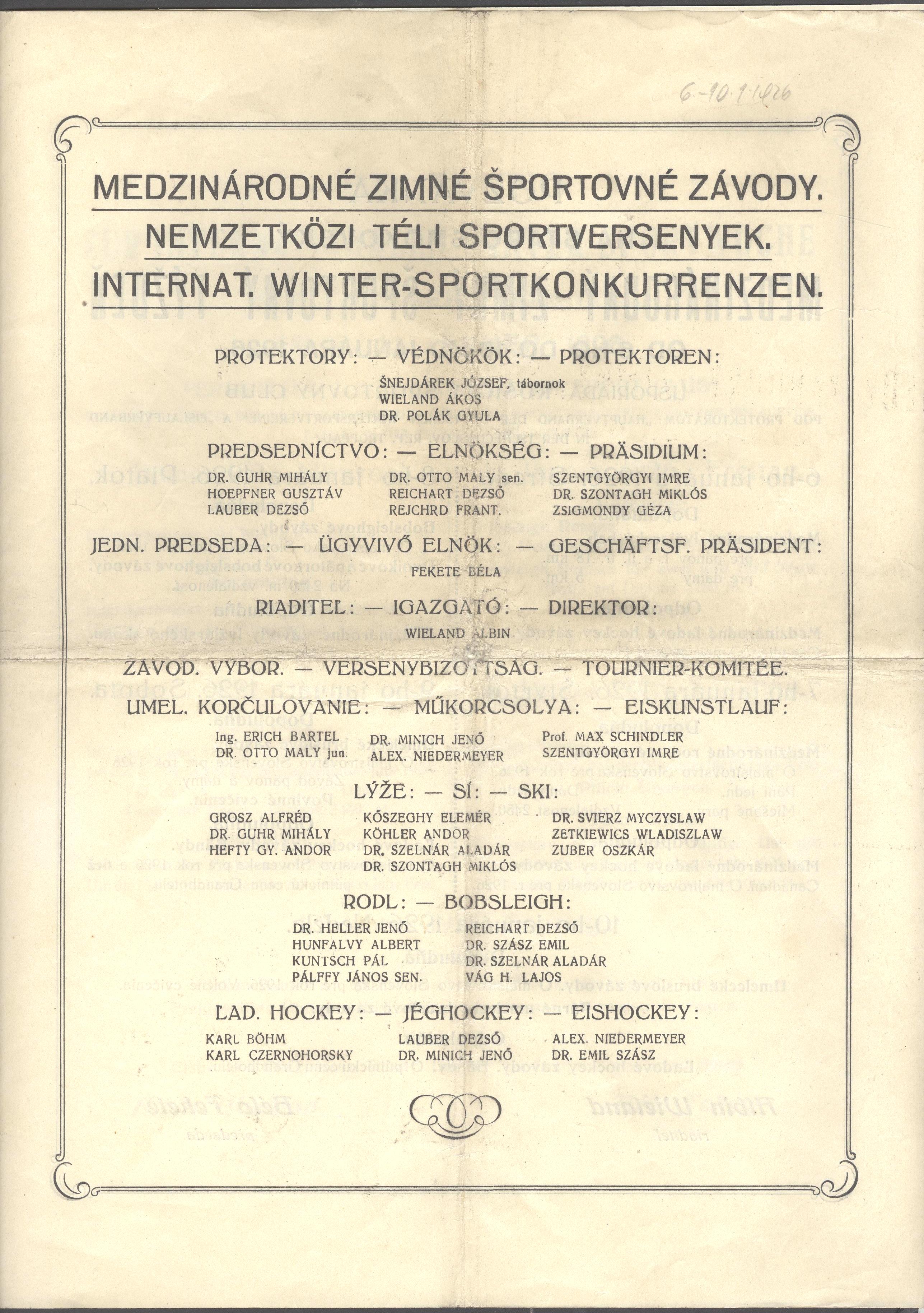 Náhledový obrázek Medzinárodné zimné športovné závody ve Starom Smokovci. Košický športovný club - 1