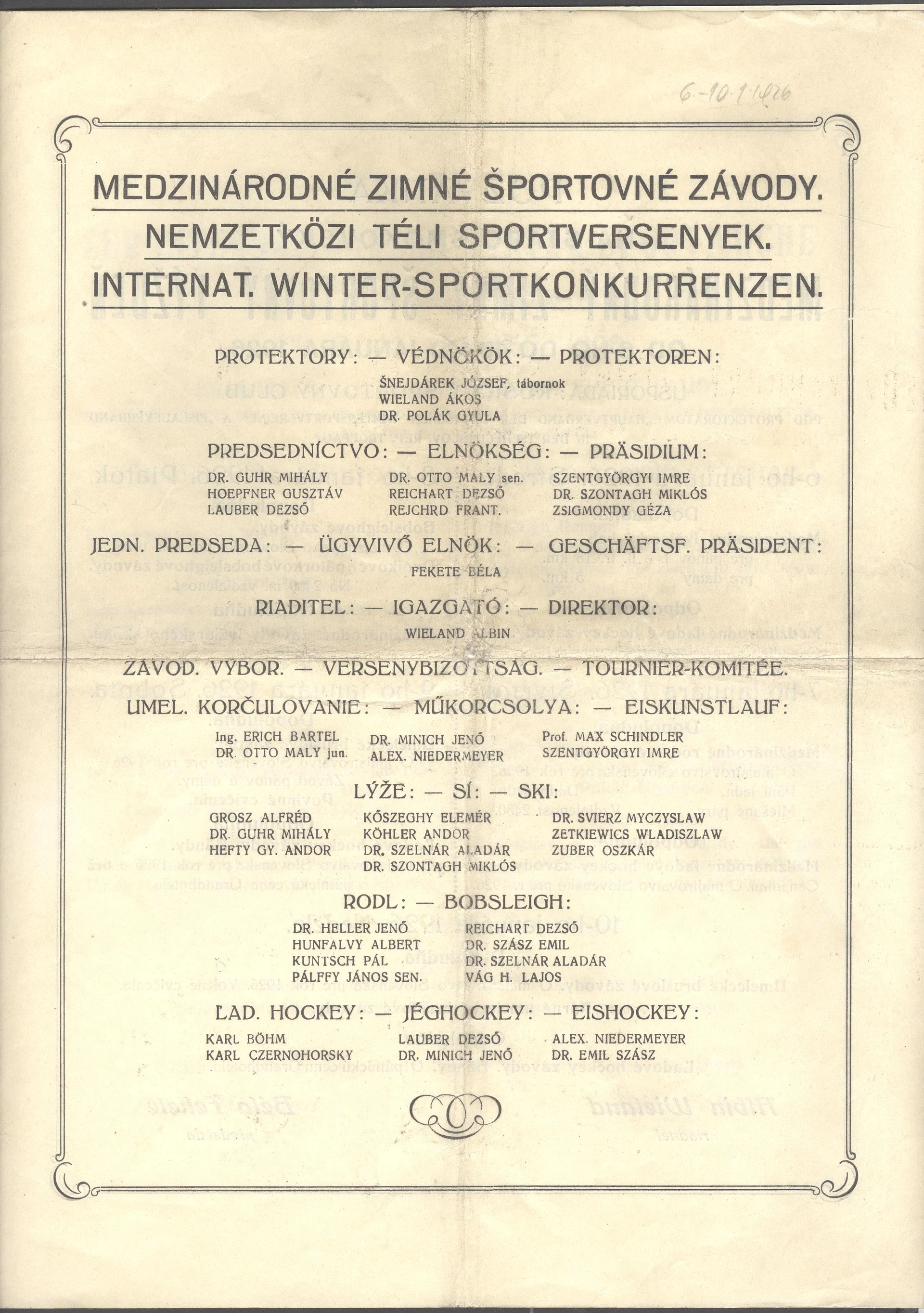 Náhledový obrázek předmětu Medzinárodné zimné športovné závody ve Starom Smokovci. Košický športovný club