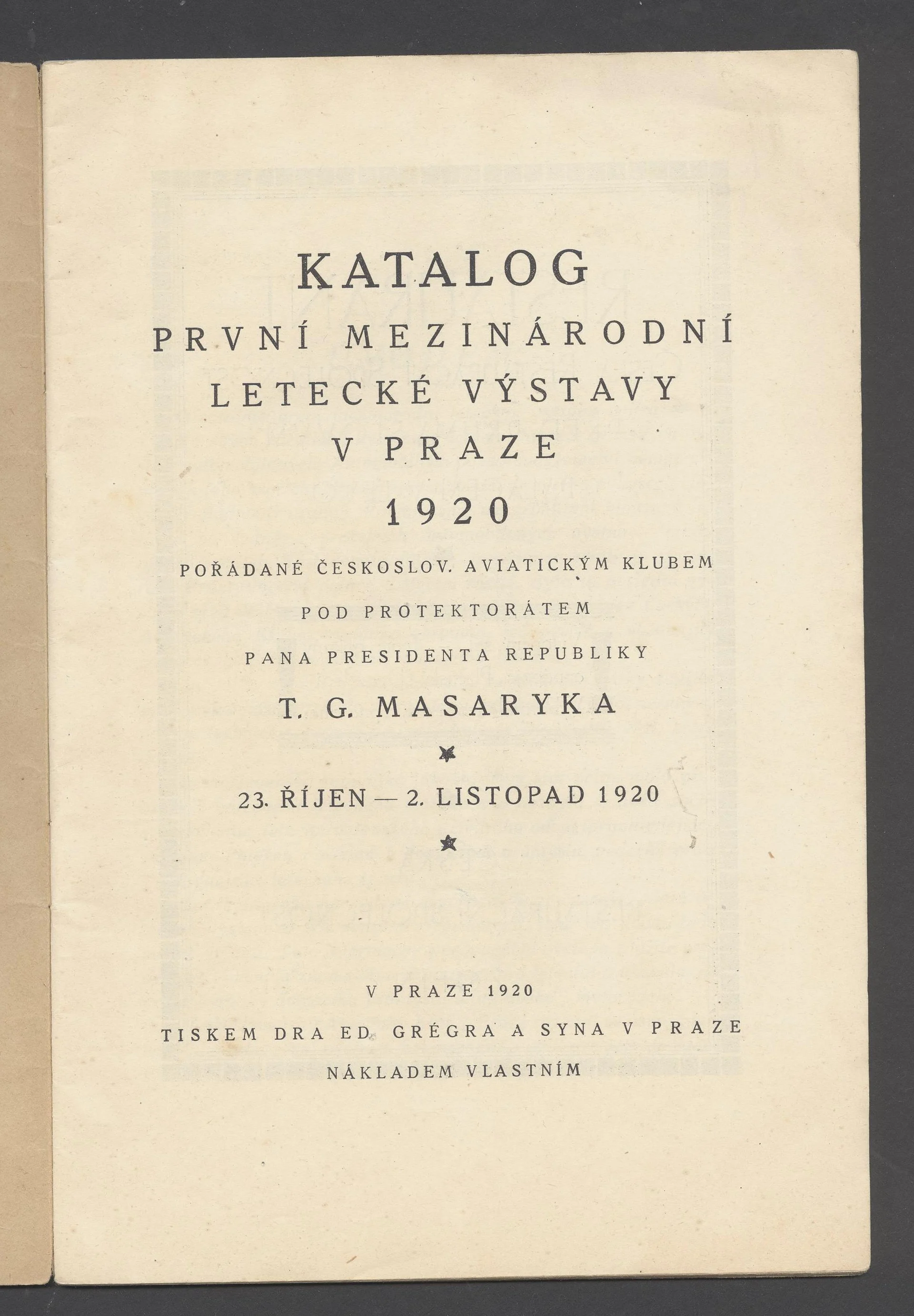 Náhledový obrázek předmětu První mezinárodní letecká výstava v Praze 1920