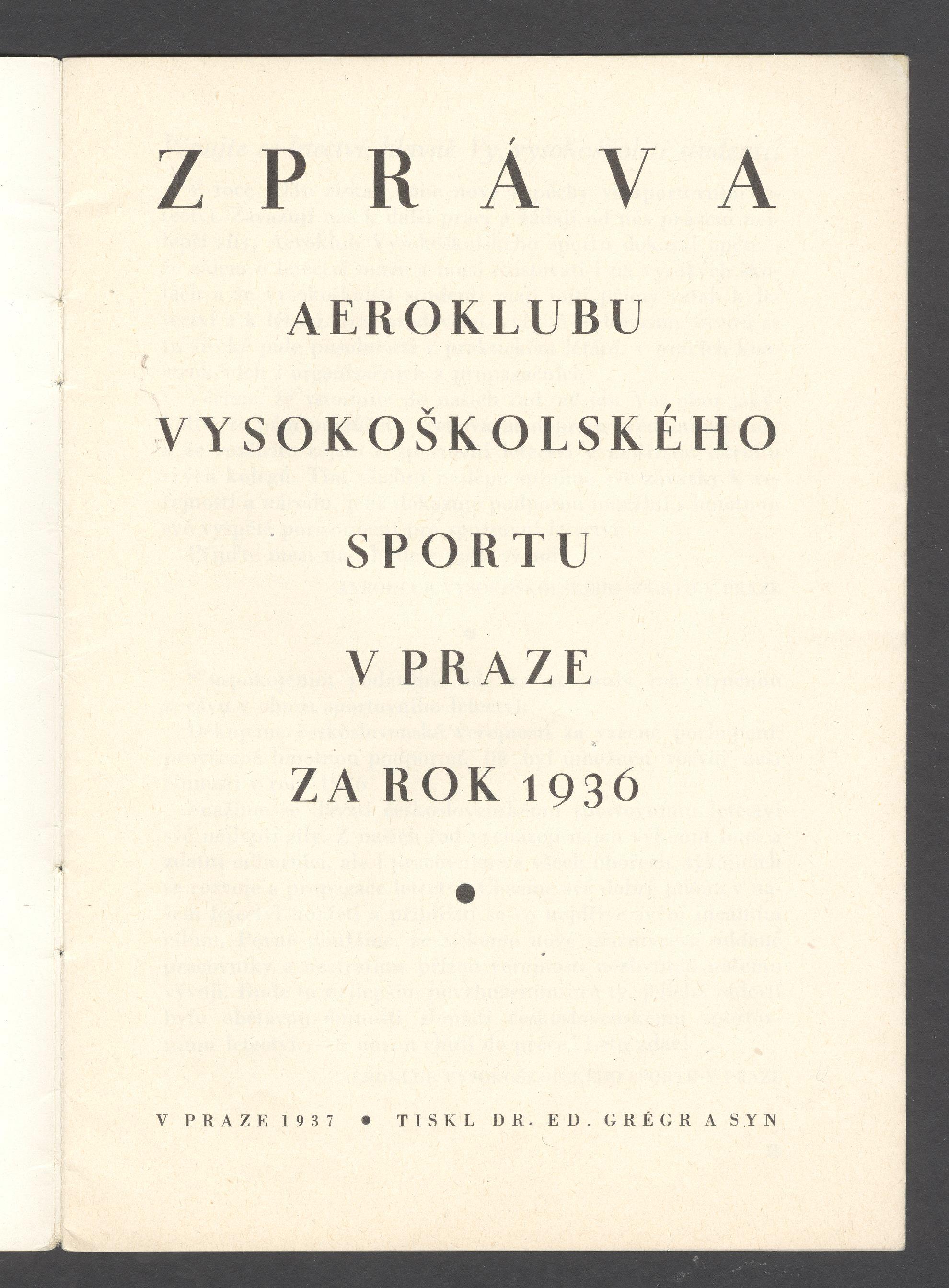 Náhledový obrázek Aeroklub Vysokoškolského sportu 1936 - 7
