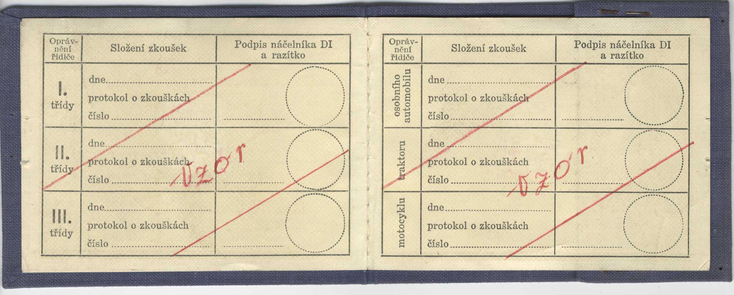 Náhledový obrázek Řidičský průkaz v modré plátěné vazbě, zaveden v roce 1956 a vydáván do roku 1964 - 4