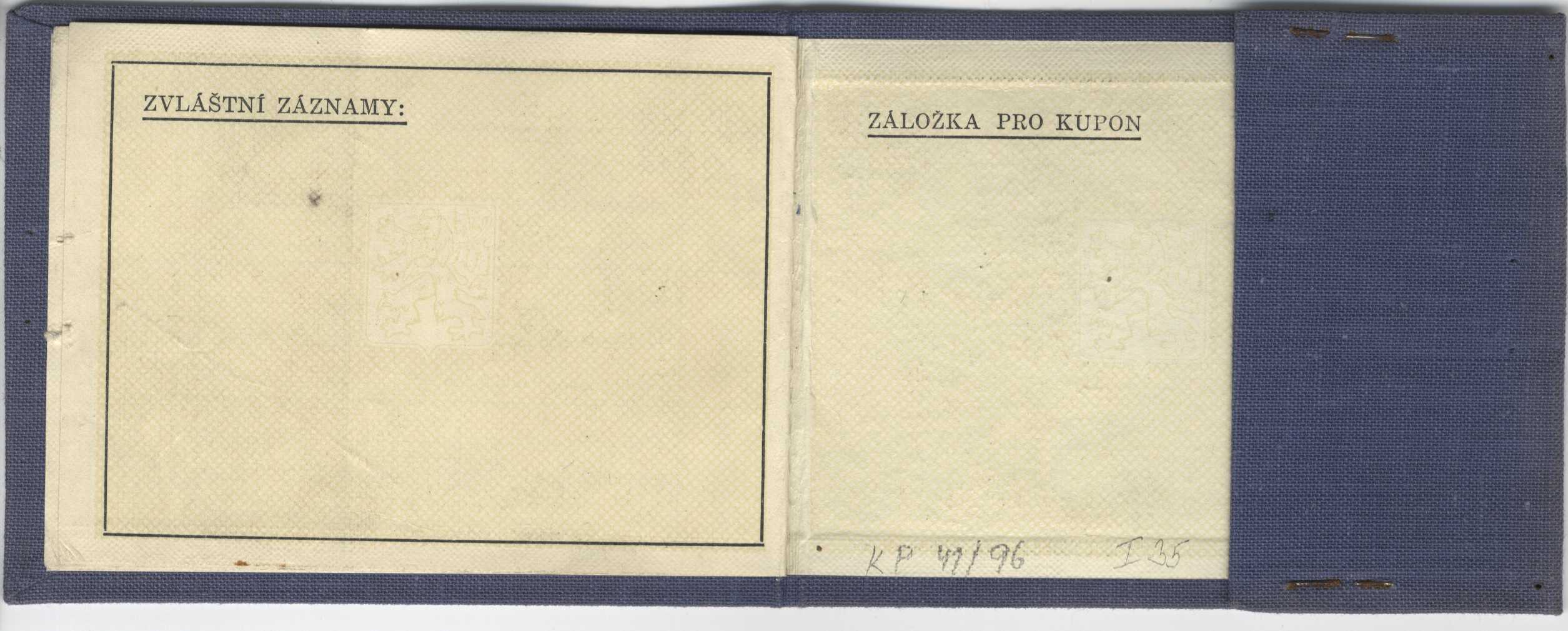 Náhledový obrázek Řidičský průkaz v modré plátěné vazbě, zaveden v roce 1956 a vydáván do roku 1964 - 3