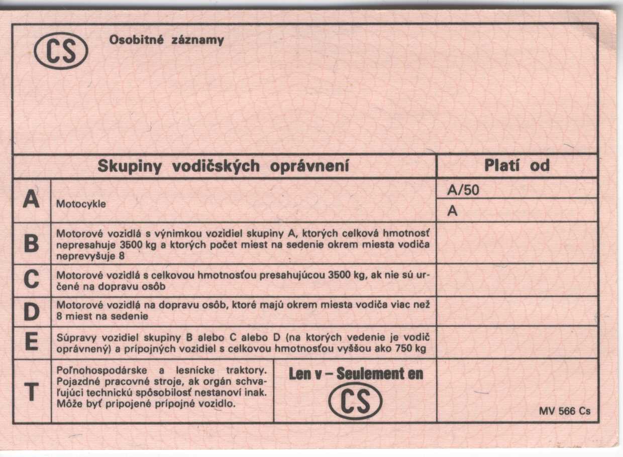Náhledový obrázek Vodičský preukaz - Permis de Conduire (slovensky), evid. č. BE - 2