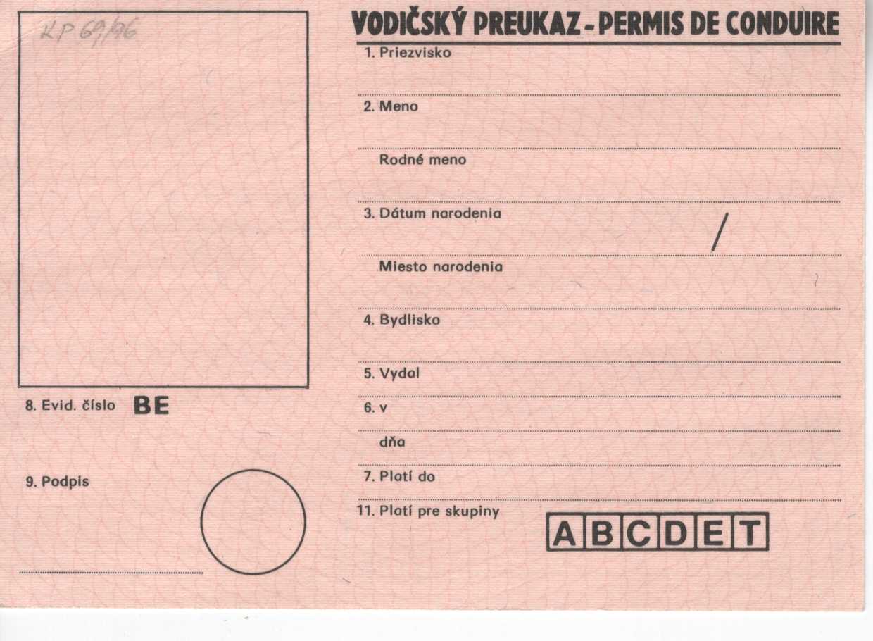 Náhledový obrázek předmětu Vodičský preukaz - Permis de Conduire (slovensky), evid. č. BE