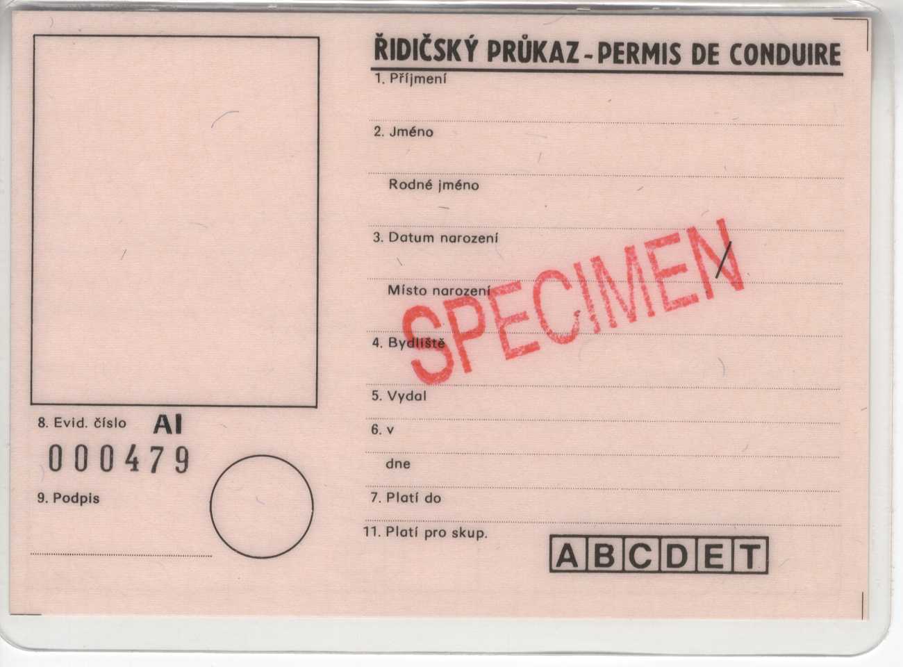 Náhledový obrázek Řidičský průkaz - Permis de Conduire, evid. č. AI 000474-000479, ČSFR, vzor - 2