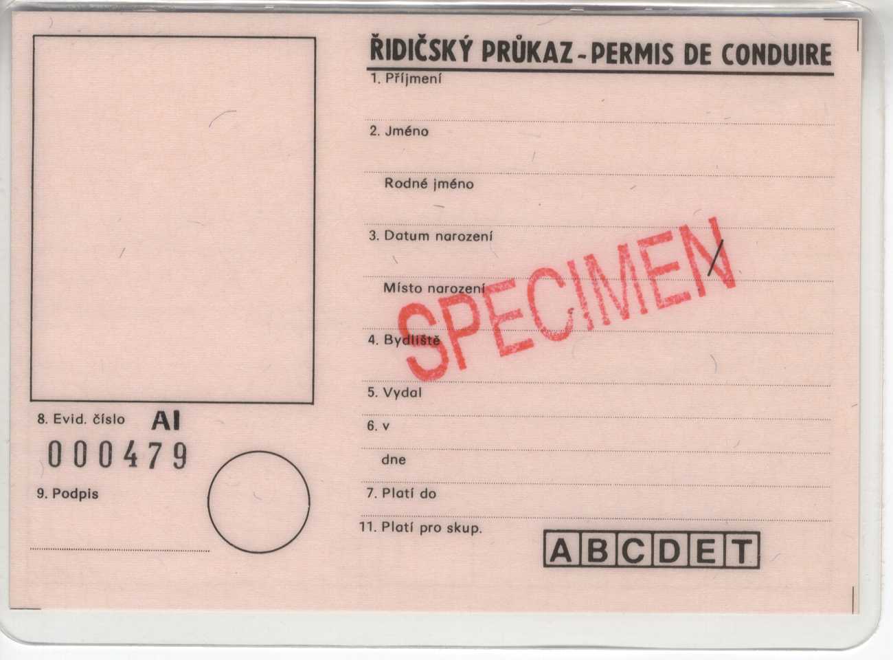 Náhledový obrázek předmětu Řidičský průkaz - Permis de Conduire, evid. č. AI 000474-000479, ČSFR, vzor