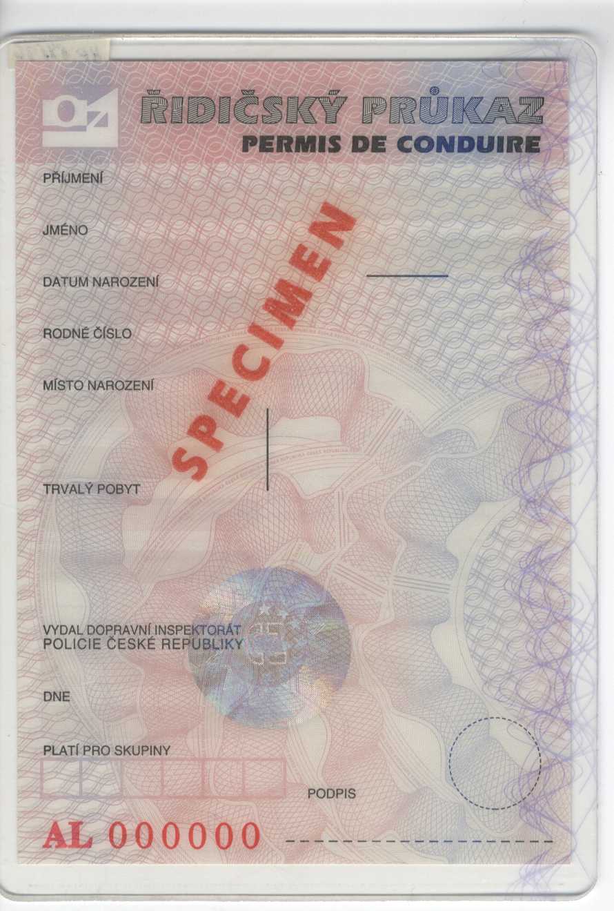 Náhledový obrázek předmětu Řidičský průkaz - Permis de Conduire, AL 000000, ČR, vzor
