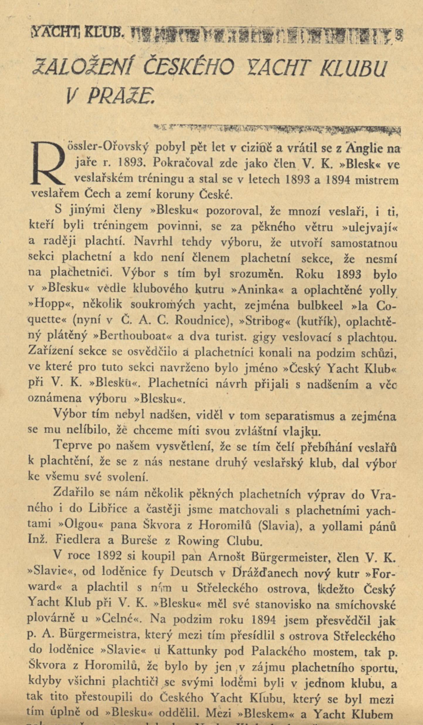 Náhledový obrázek Dějiny Českého Yacht Klubu - 1