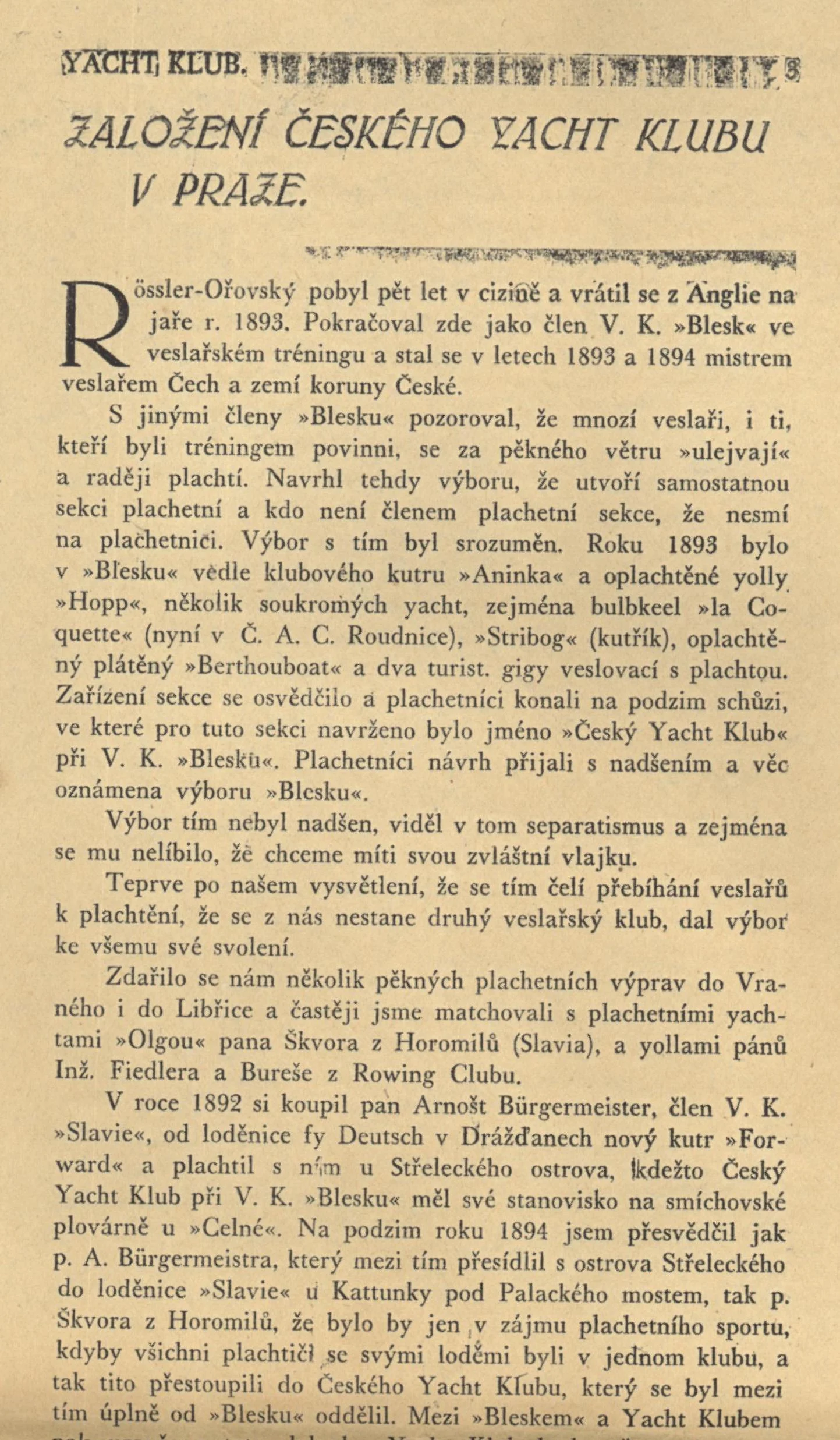 Náhledový obrázek předmětu Dějiny Českého Yacht Klubu