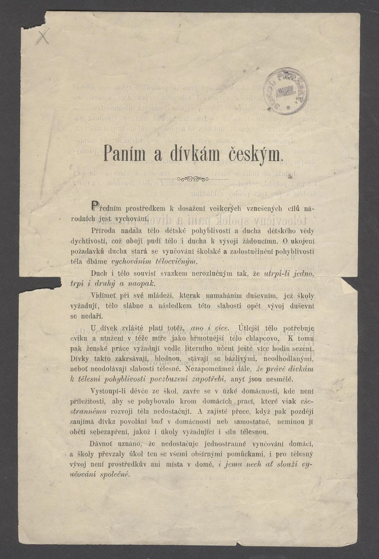 Náhledový obrázek předmětu Paním a dívkám českým