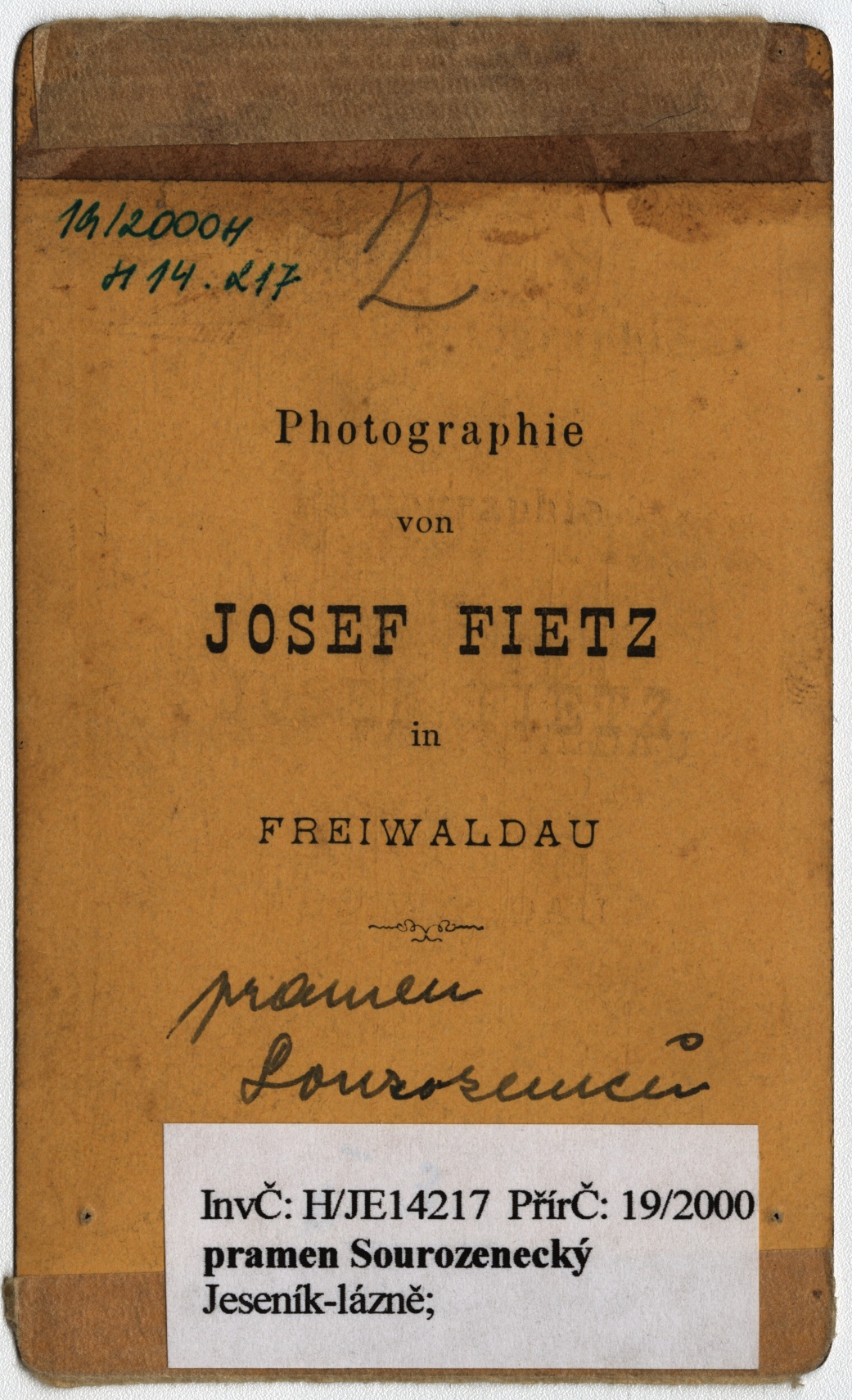 Náhledový obrázek Sourozenecký pramen / Geschwiester Quelle v Lázních Jeseník (2. pol. 19. století) - 2