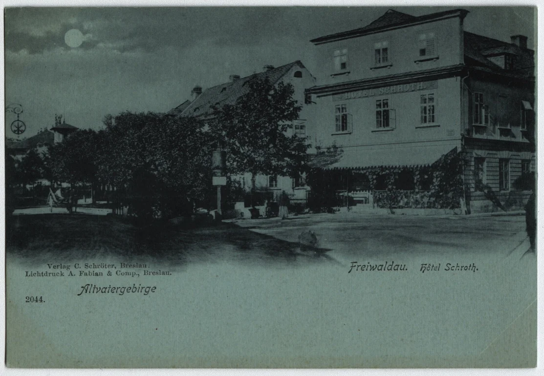 Náhledový obrázek předmětu Bývalý hotel Schroth v Jeseníku na pohlednici z přelomu 19. a 20. století