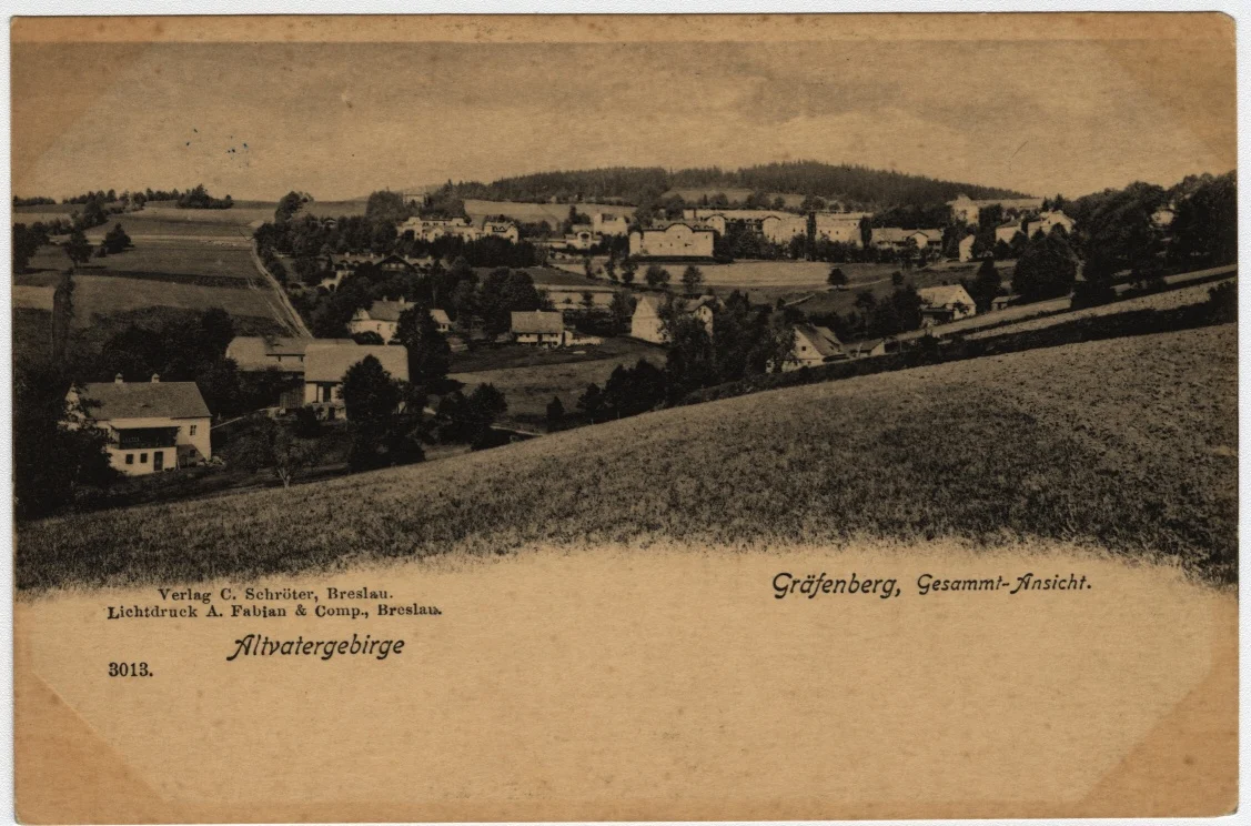 Náhledový obrázek předmětu Lázně Jeseník a Kolonier Gräfenberg na dobové pohlednici