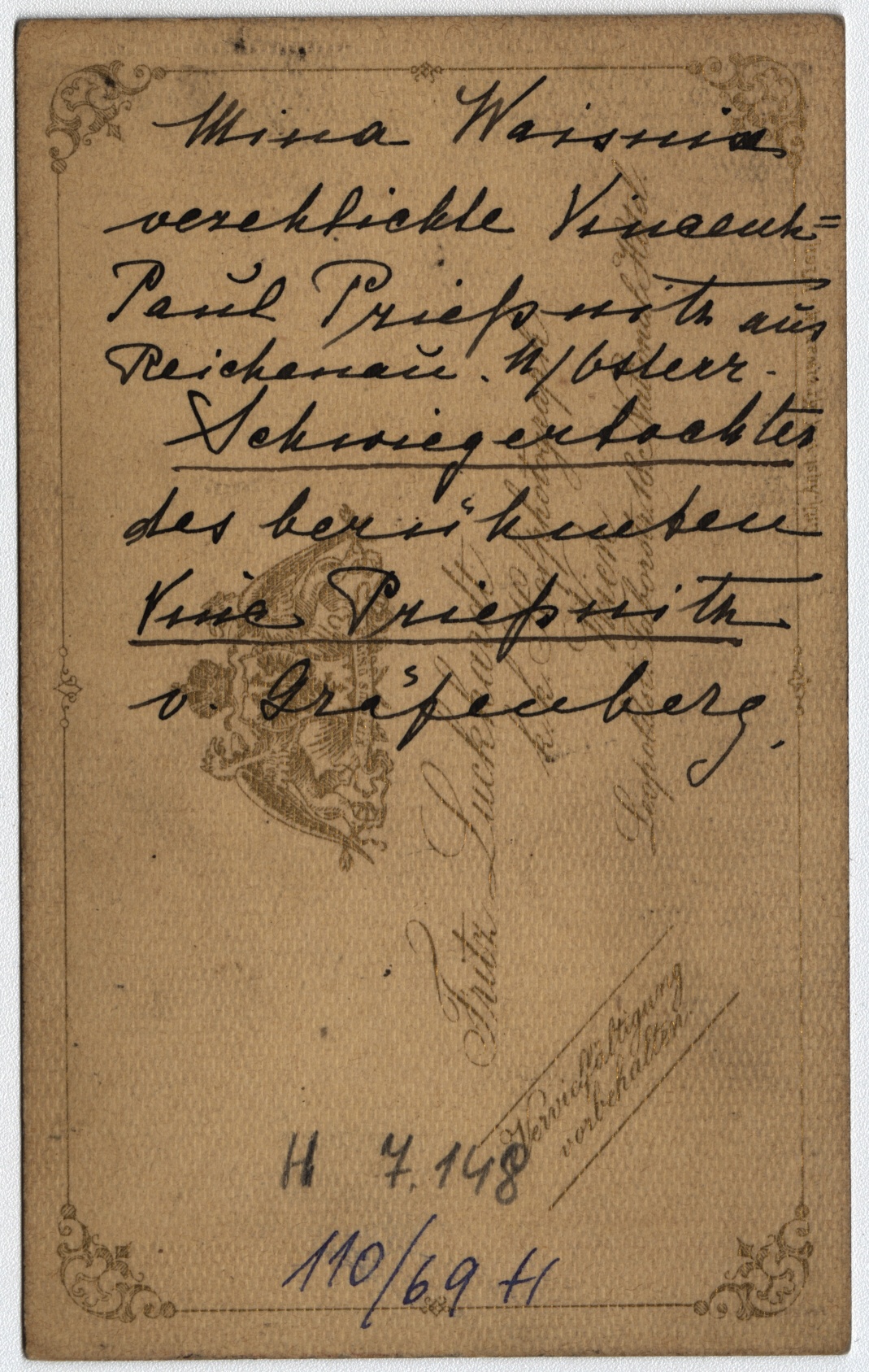 Náhledový obrázek Wilhelmine Waissnix, manželka V. Paula Priessnitze (1847-1884) - 2
