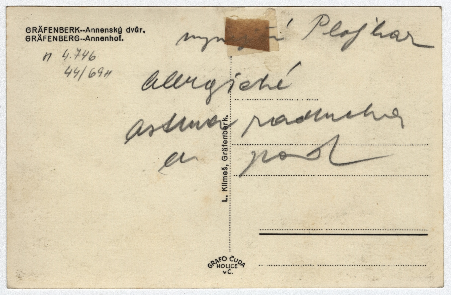 Náhledový obrázek Lázeňský dům Annenhof v Lázních Jeseník na historické pohlednici - 2