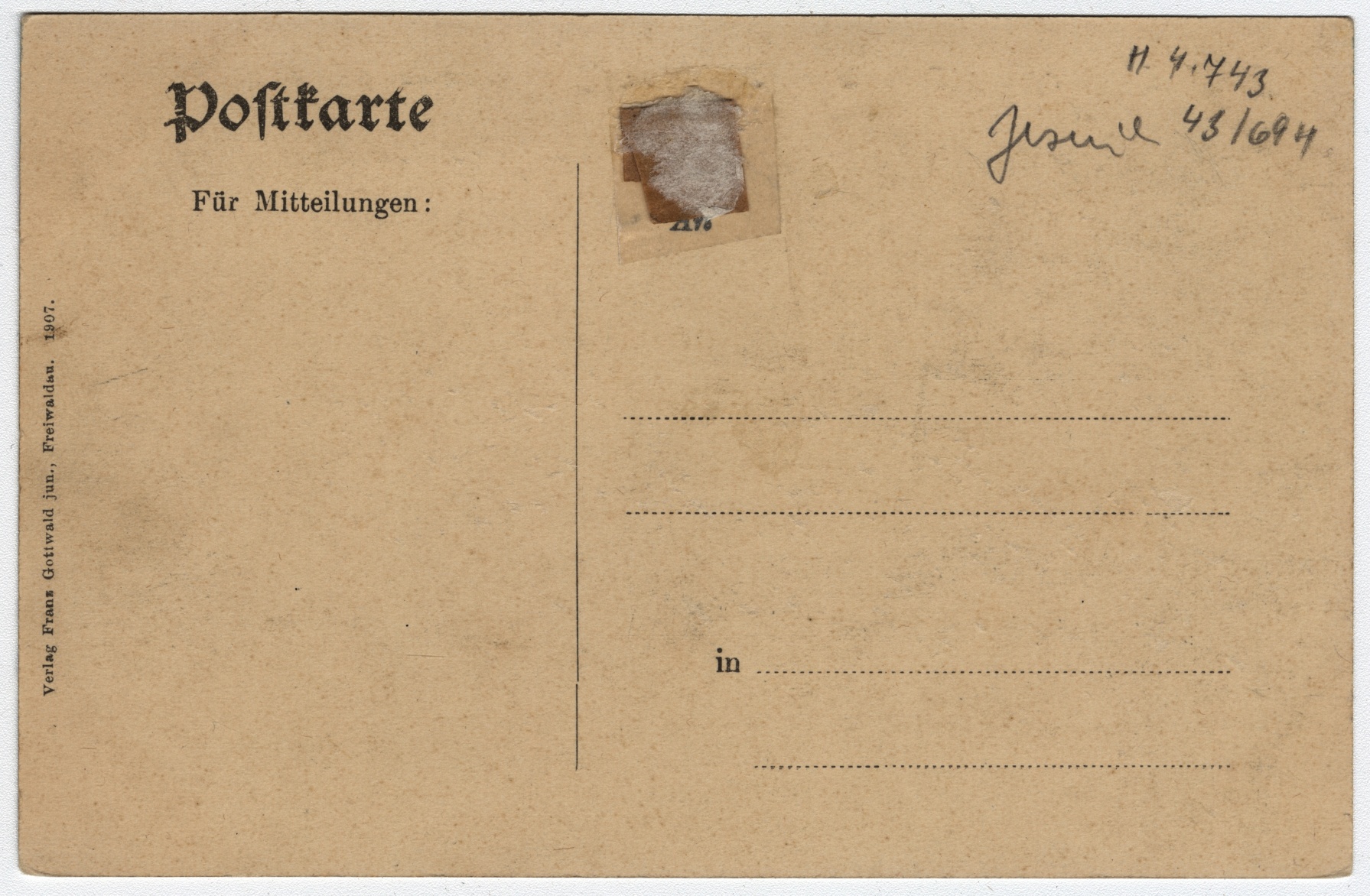 Náhledový obrázek Jesenická osada Dittrichstein na historické pohlednici (1907) - 2