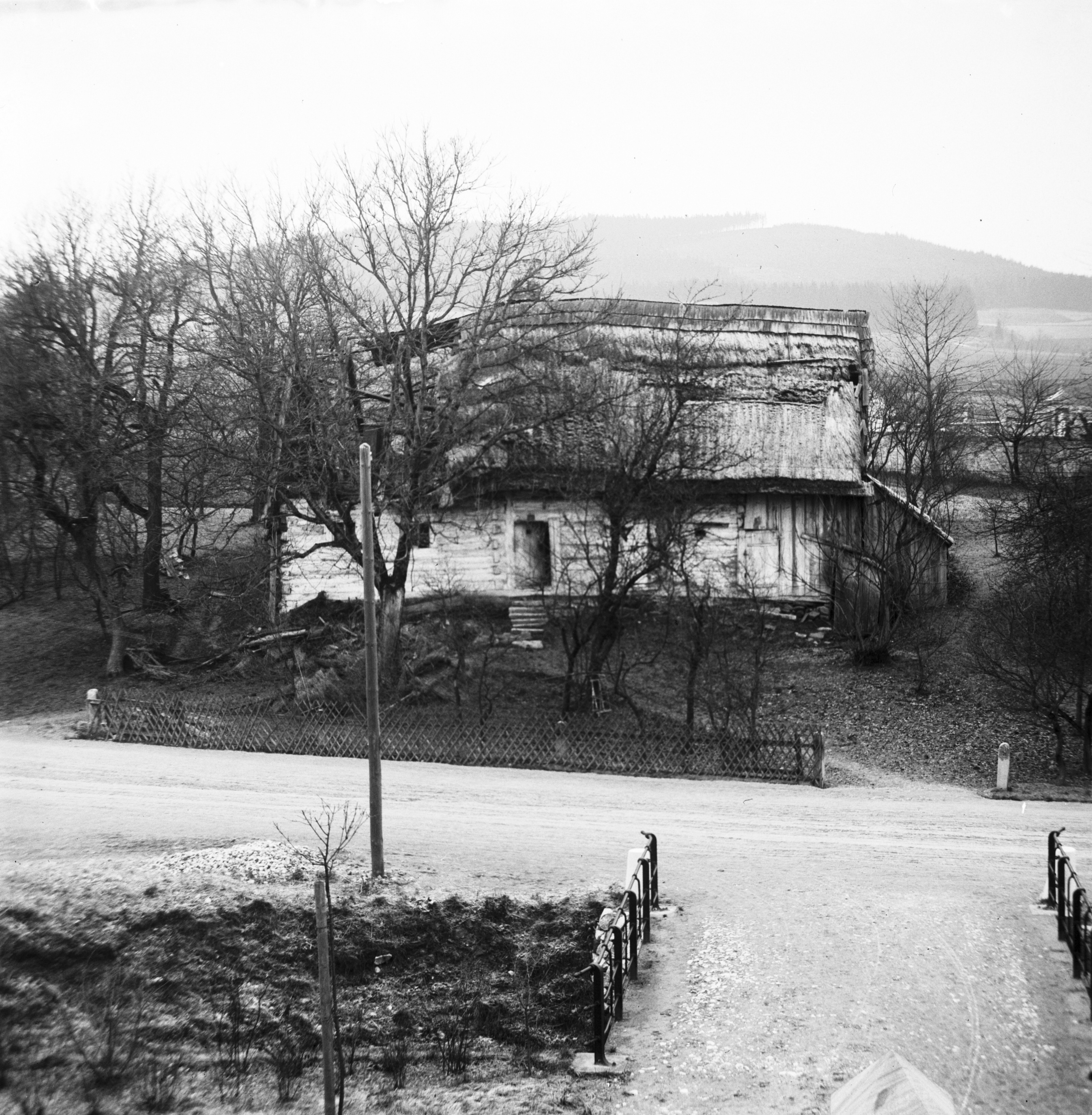 Náhledový obrázek Skleněný stereonegativ: dřevěné doškové stavení v Supíkovicích (1904) - 2