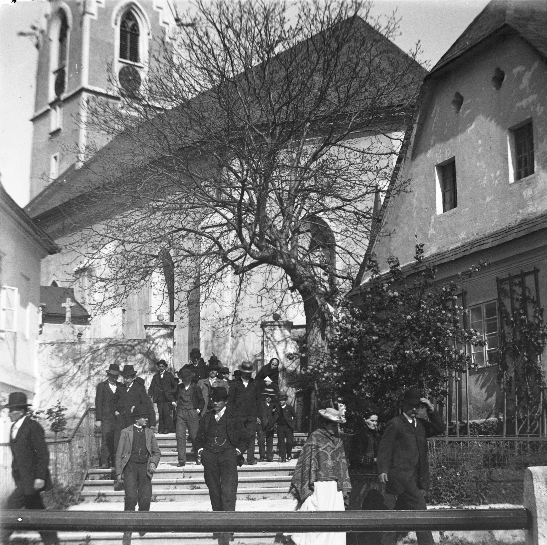 Náhledový obrázek předmětu Skleněný stereonegativ: svatodušní neděle v kostele sv. Hedviky v Supíkovicích (1900)