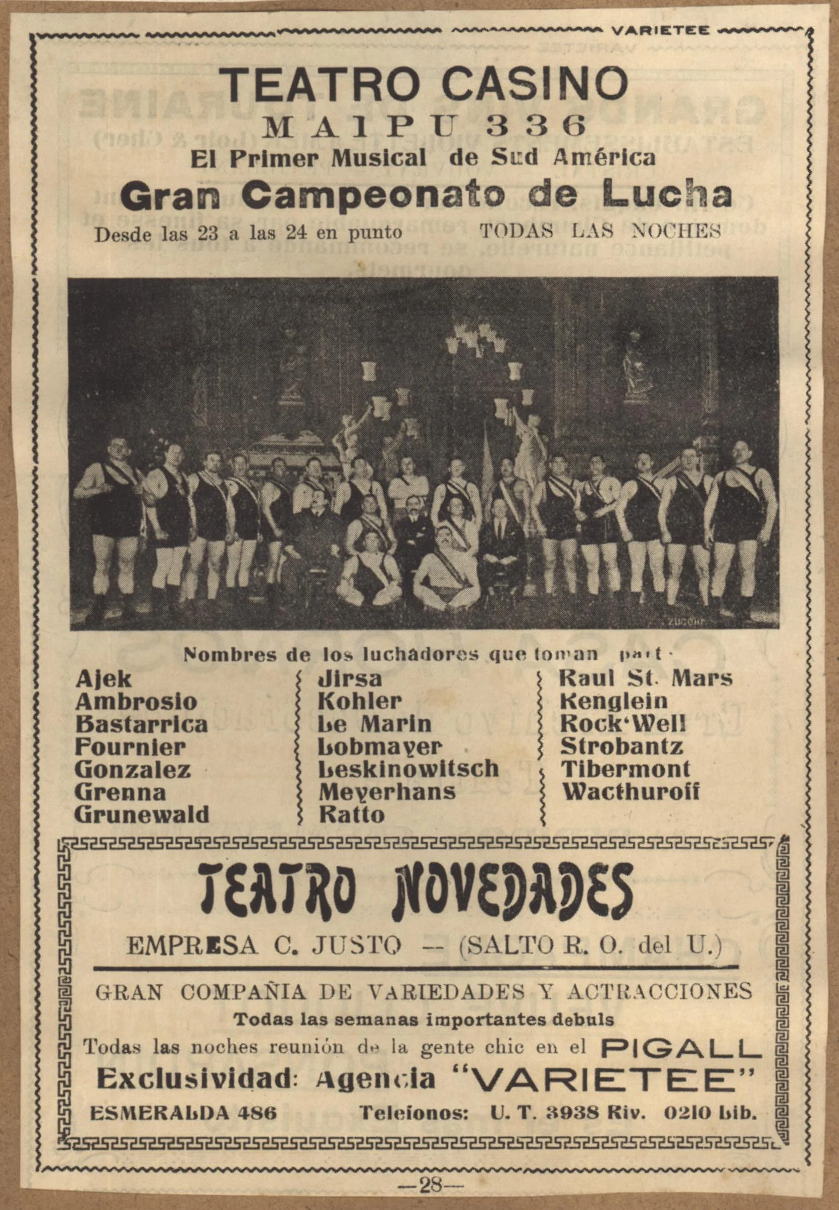 Náhledový obrázek předmětu Gran Campeonato de Lucha. El Primer Musical de Sud América