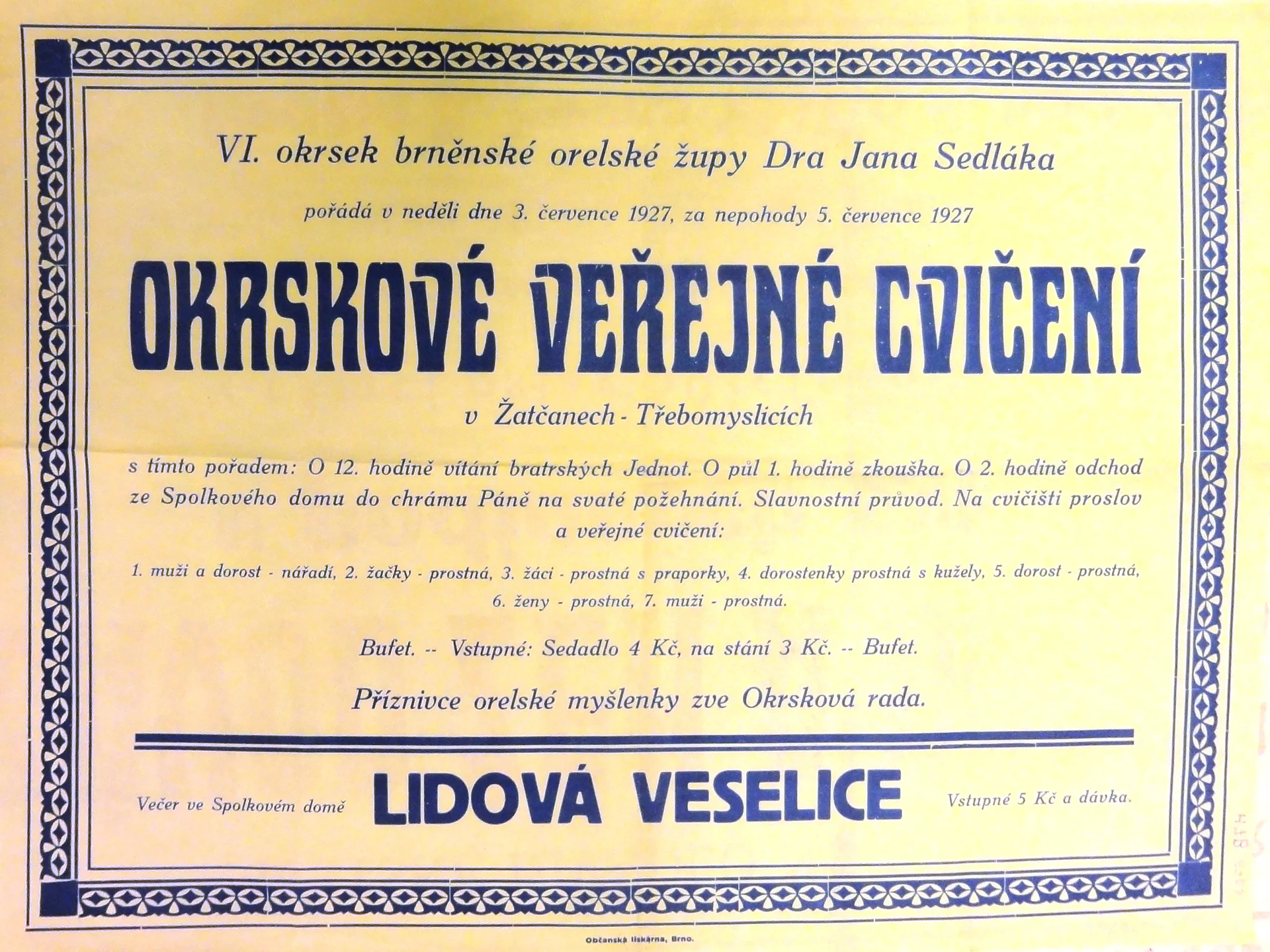 Náhledový obrázek předmětu Okrskové veřejné cvičení brněnské orelské župy