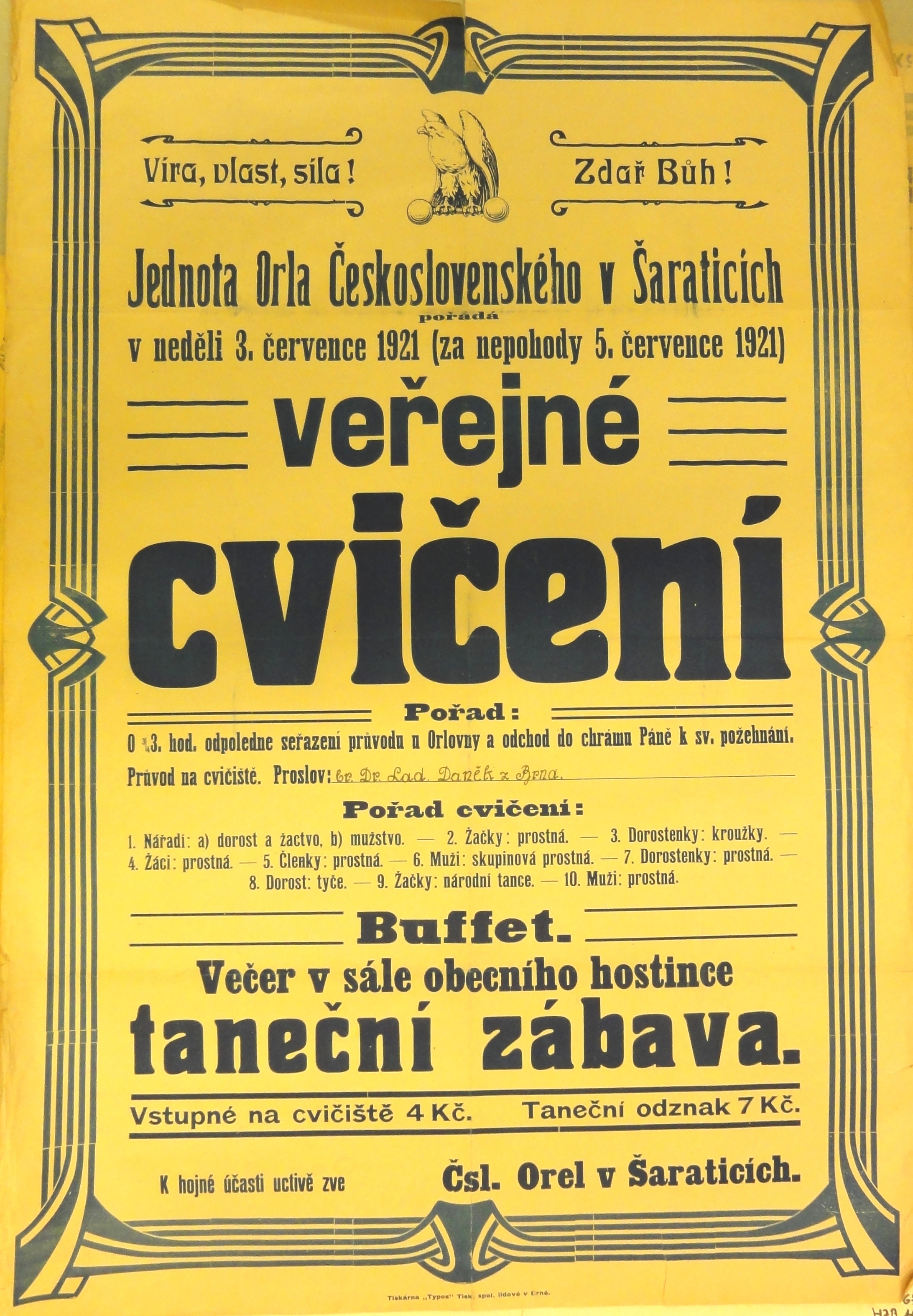 Náhledový obrázek Veřejné cvičení Orla v Šaraticích - 1