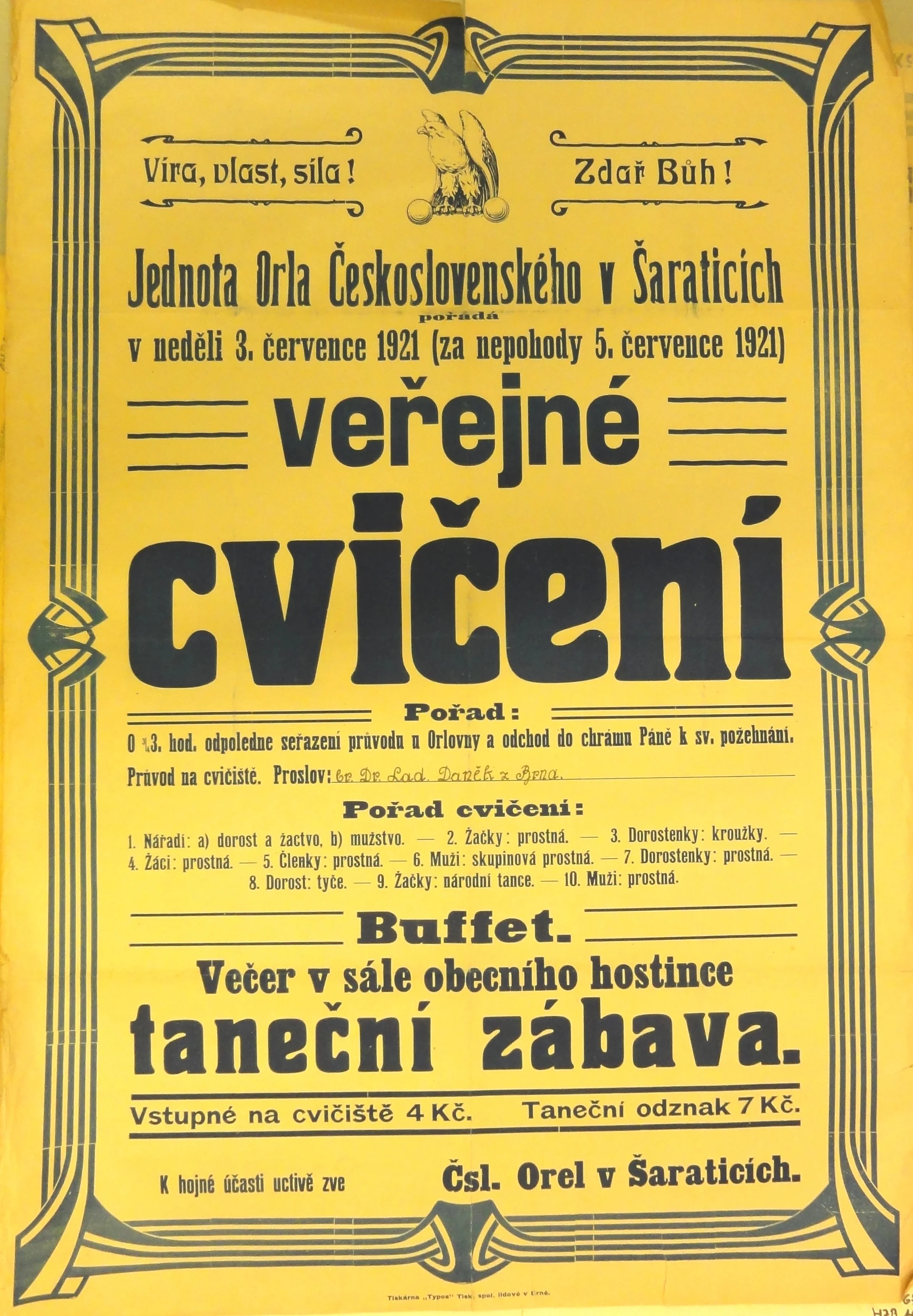 Náhledový obrázek předmětu Veřejné cvičení Orla v Šaraticích