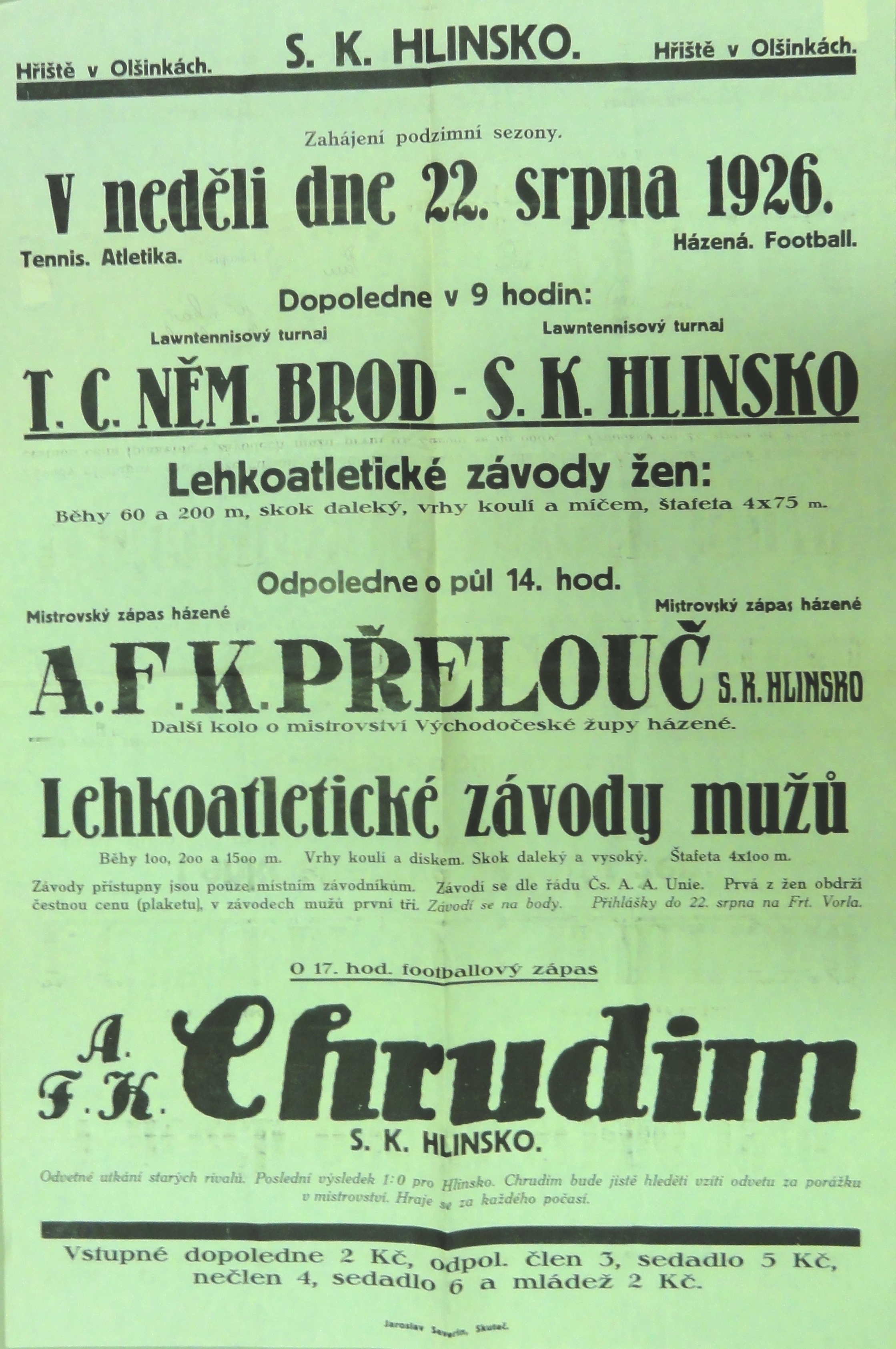 Náhledový obrázek S. K. Hlinsko. Lehkoatletické závody - 1