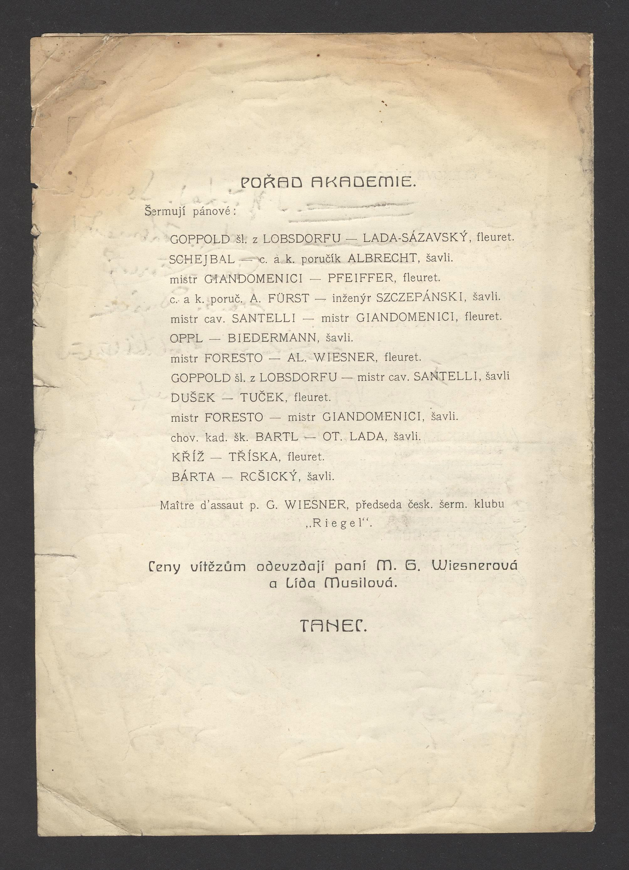 Náhledový obrázek Zápasy o mistrovství Království českého, Praha 1909 - 3