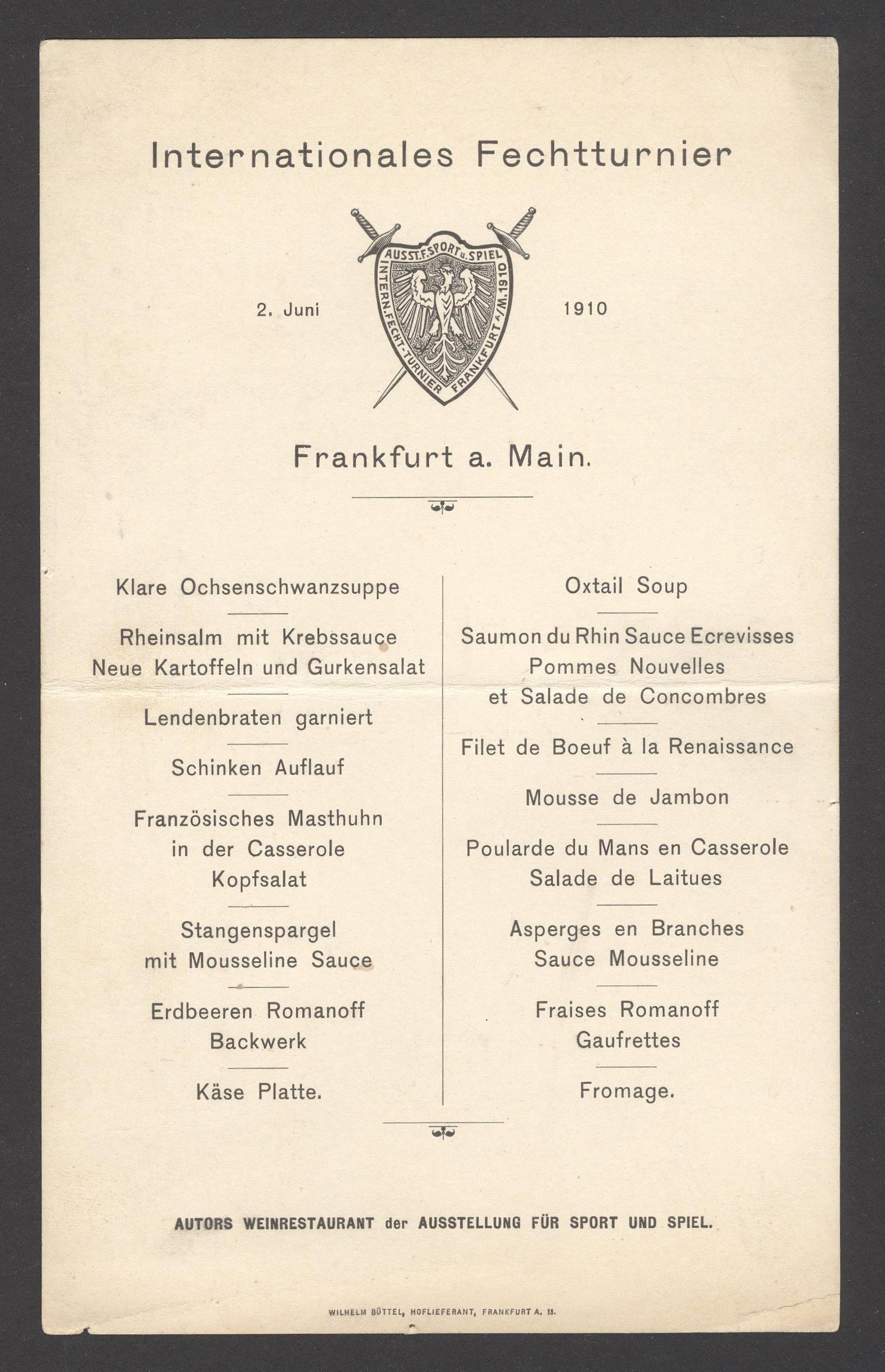 Náhledový obrázek Internationales Fechtturnier, Frankfurt a. Main 1910 - 1