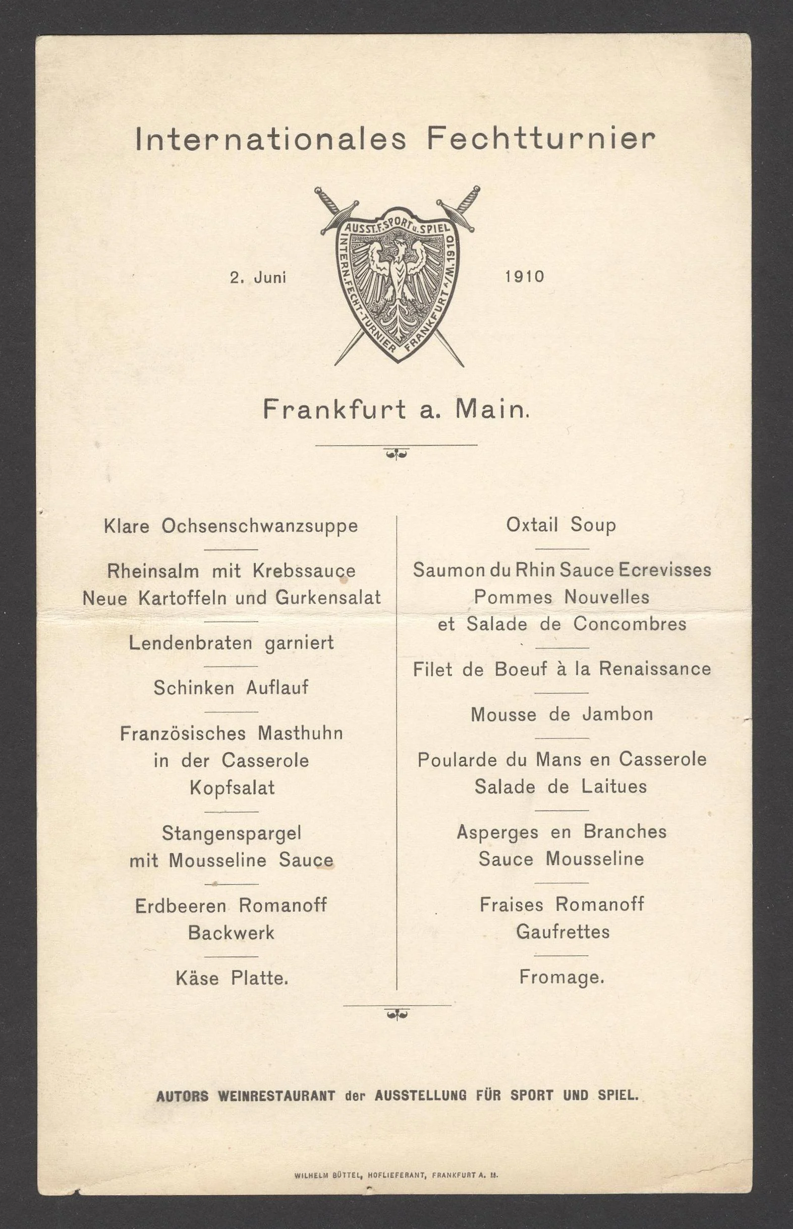 Náhledový obrázek předmětu Internationales Fechtturnier, Frankfurt a. Main 1910