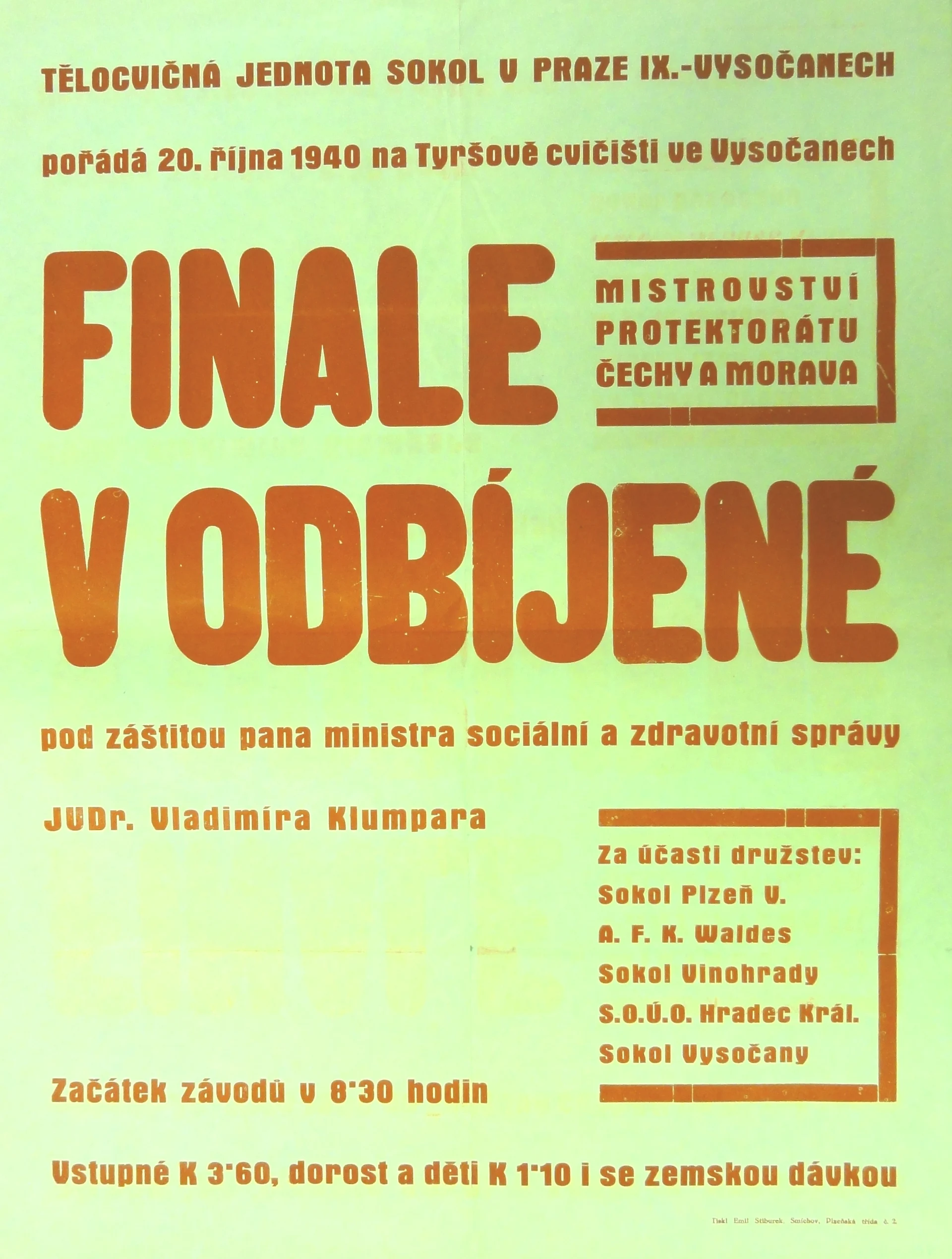 Náhledový obrázek předmětu FInále v odbíjené. Mistrovství Protektorátu Čechy a Morava