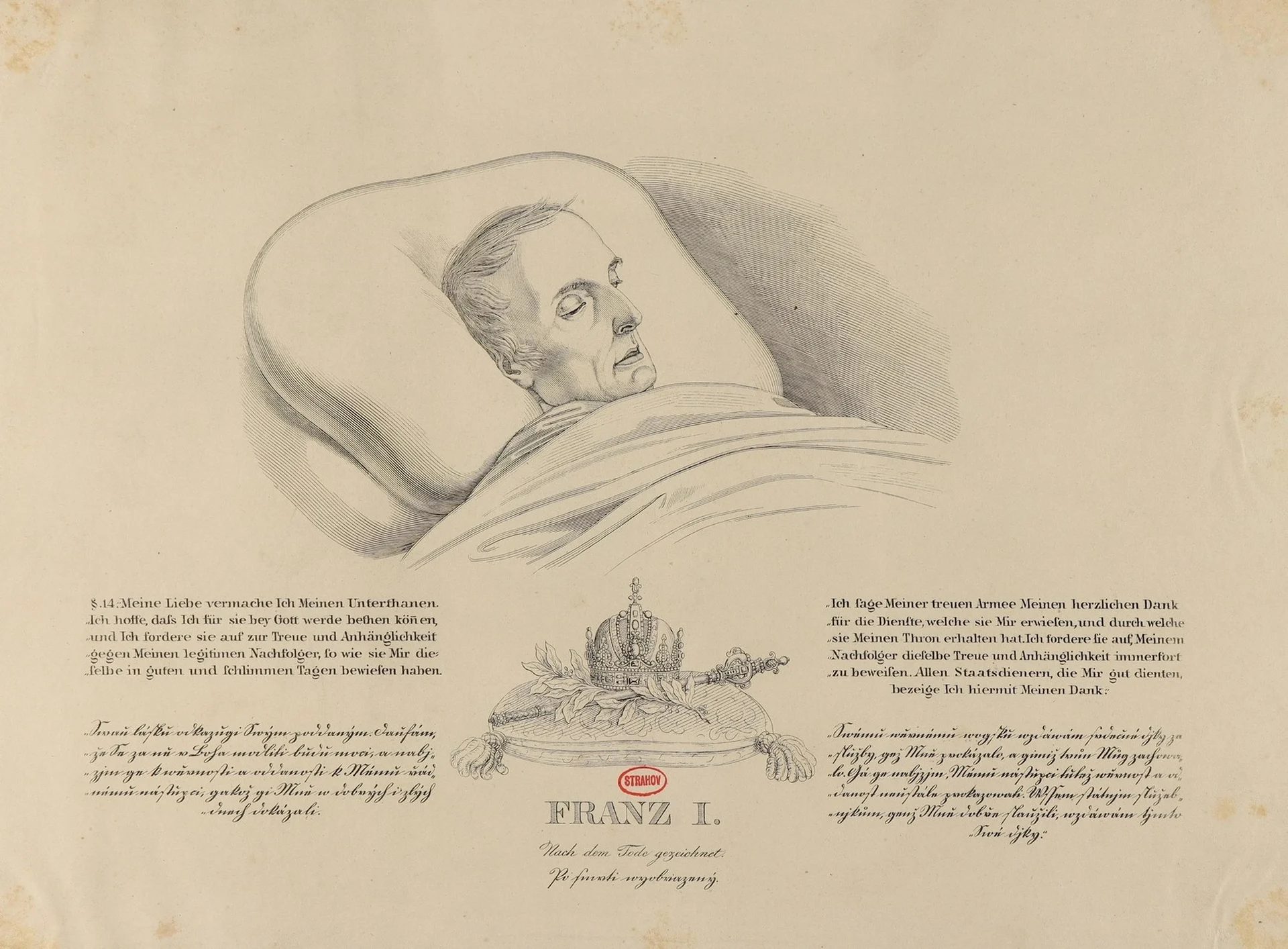 Obrázek František I. na úmrtním loži