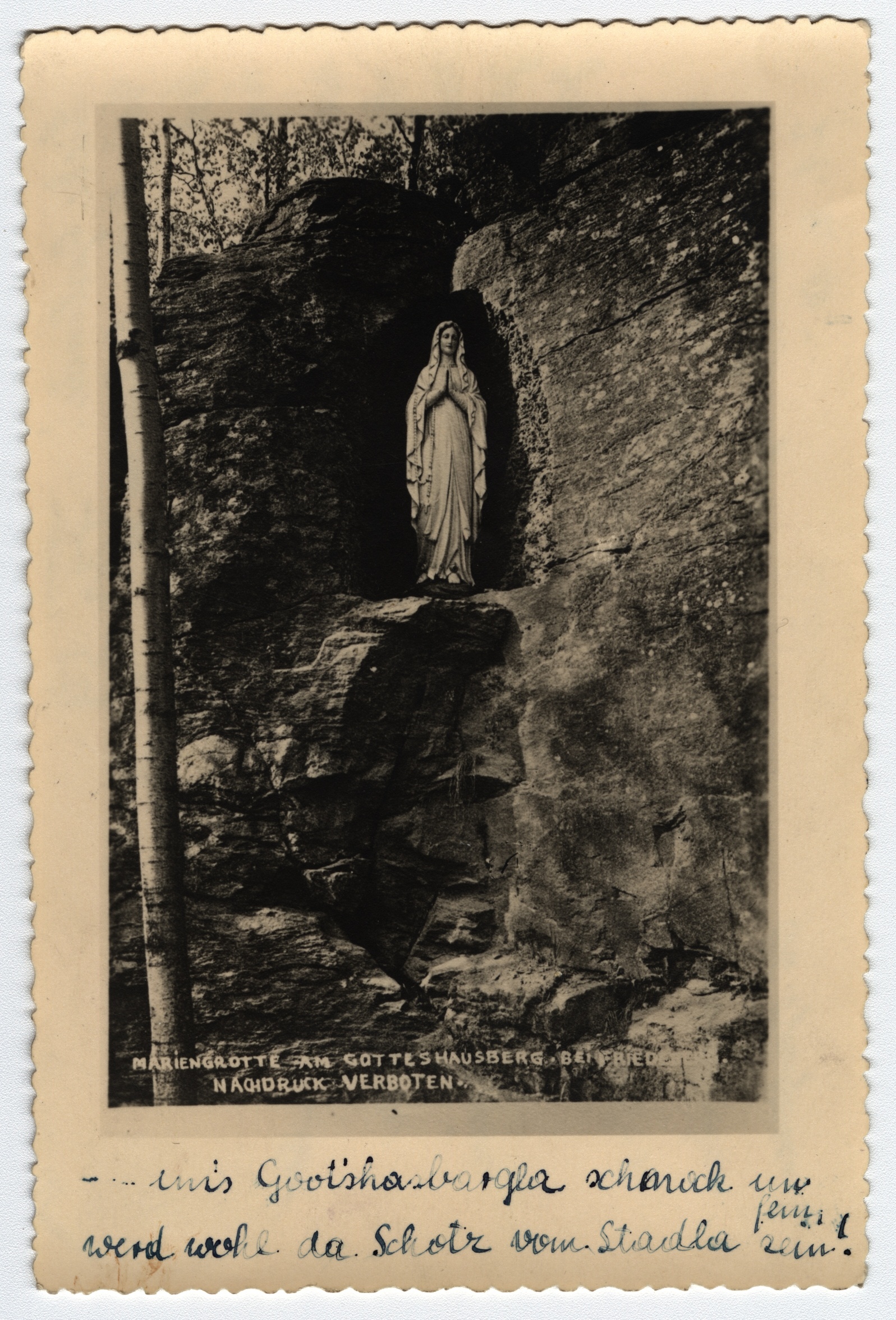 Náhledový obrázek Grotta se soškou Panny Marie pod Boží horou u Žulové (50. léta 20. století) - 1