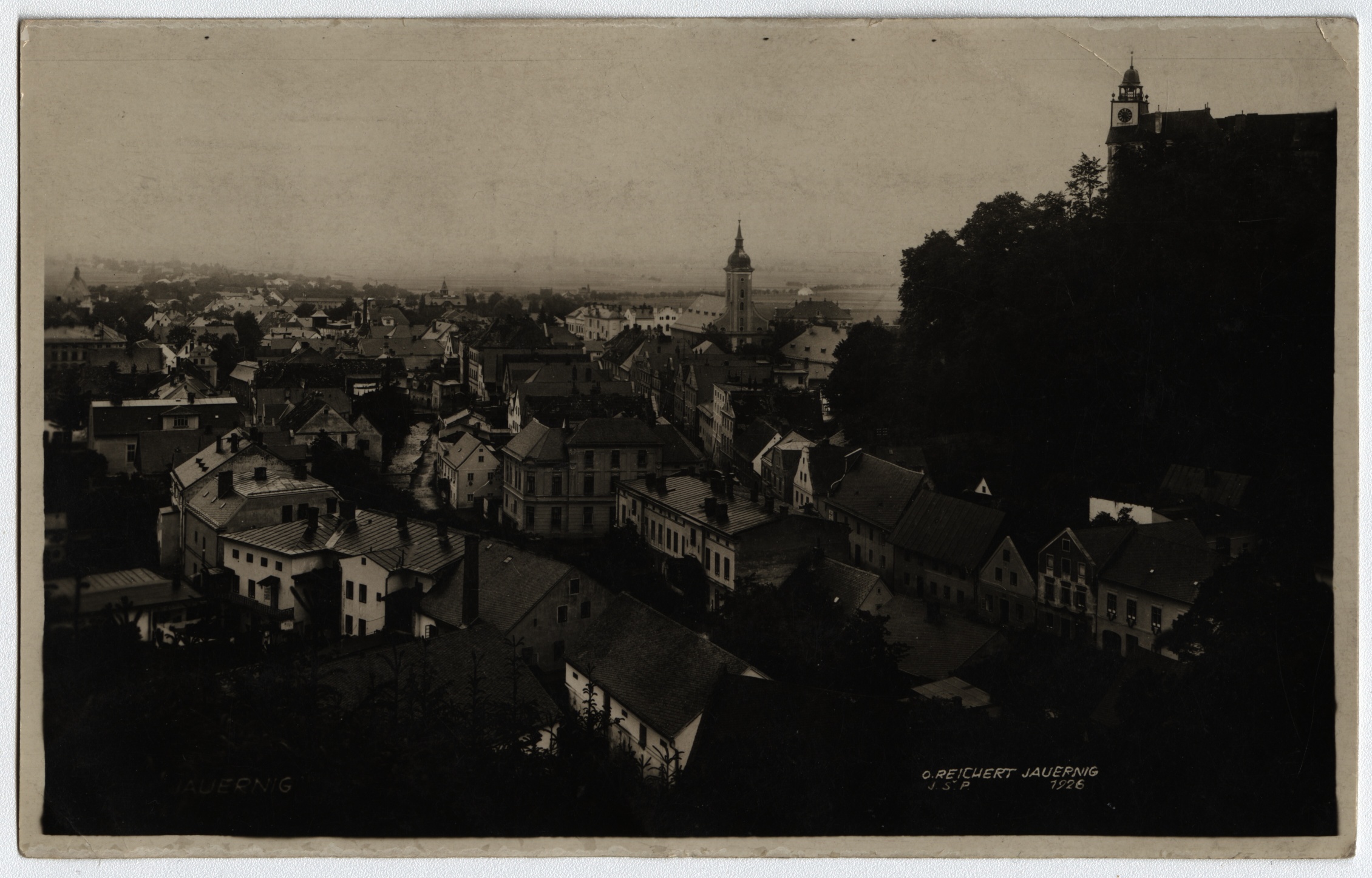 Náhledový obrázek Javorník se zámkem Jánský vrch na dobové pohlednici (1926) - 1