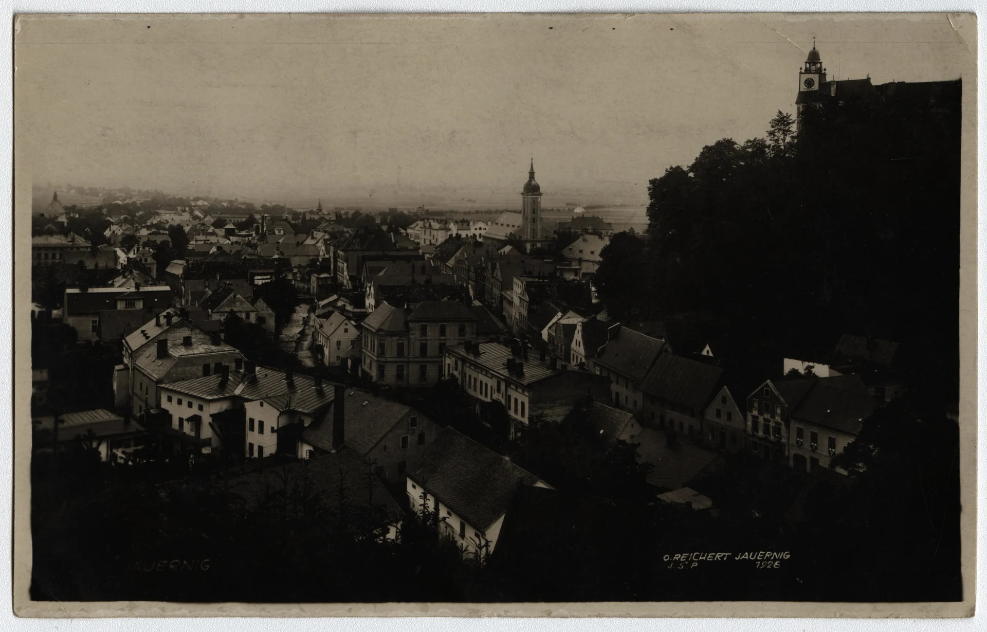 Náhledový obrázek předmětu Javorník se zámkem Jánský vrch na dobové pohlednici (1926)