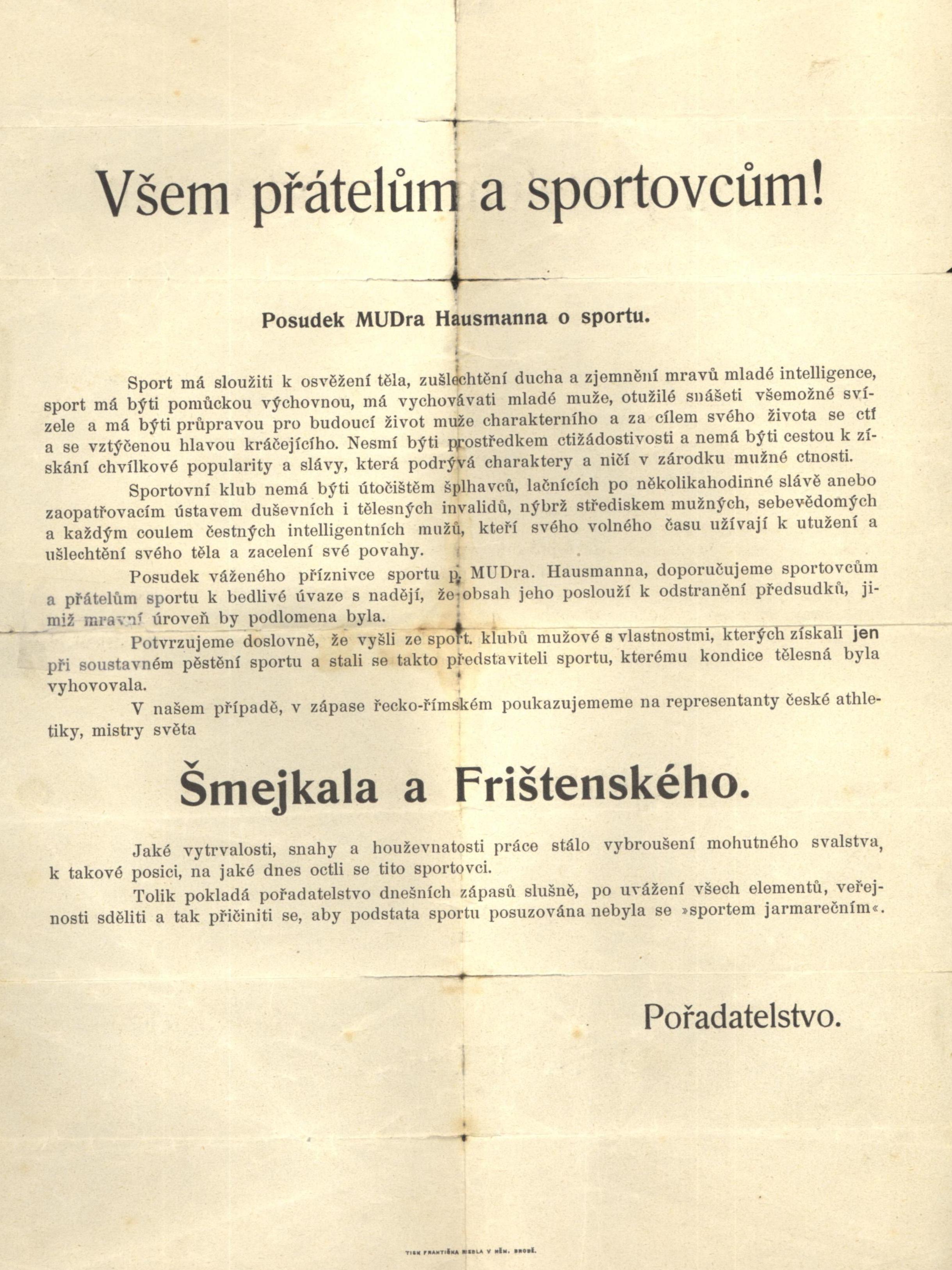 Náhledový obrázek Všem přátelům a sportovcům! - 1