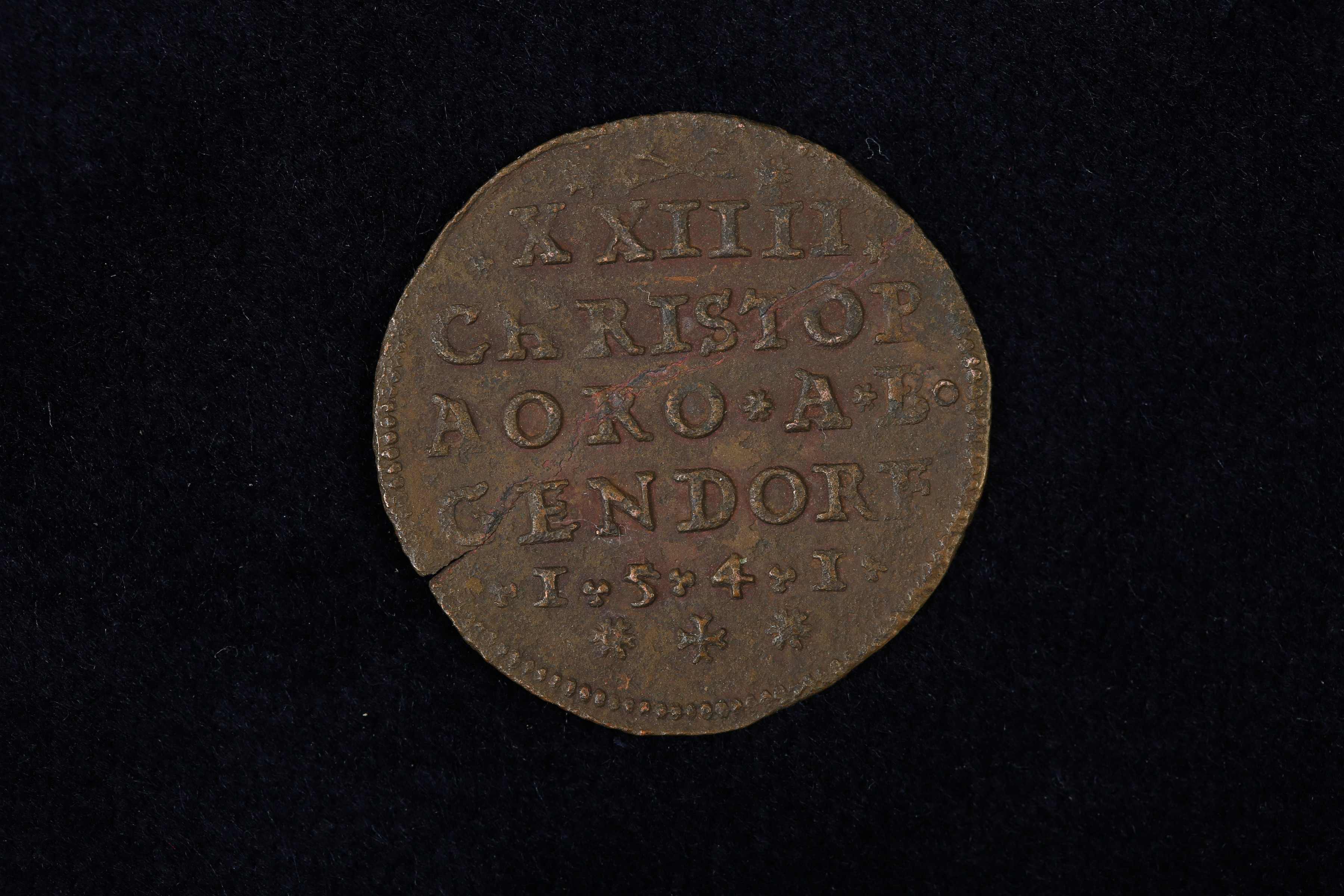 Náhledový obrázek Větší mince Kryštofa  Gendorfa z r. 1541 (typ II) - 2