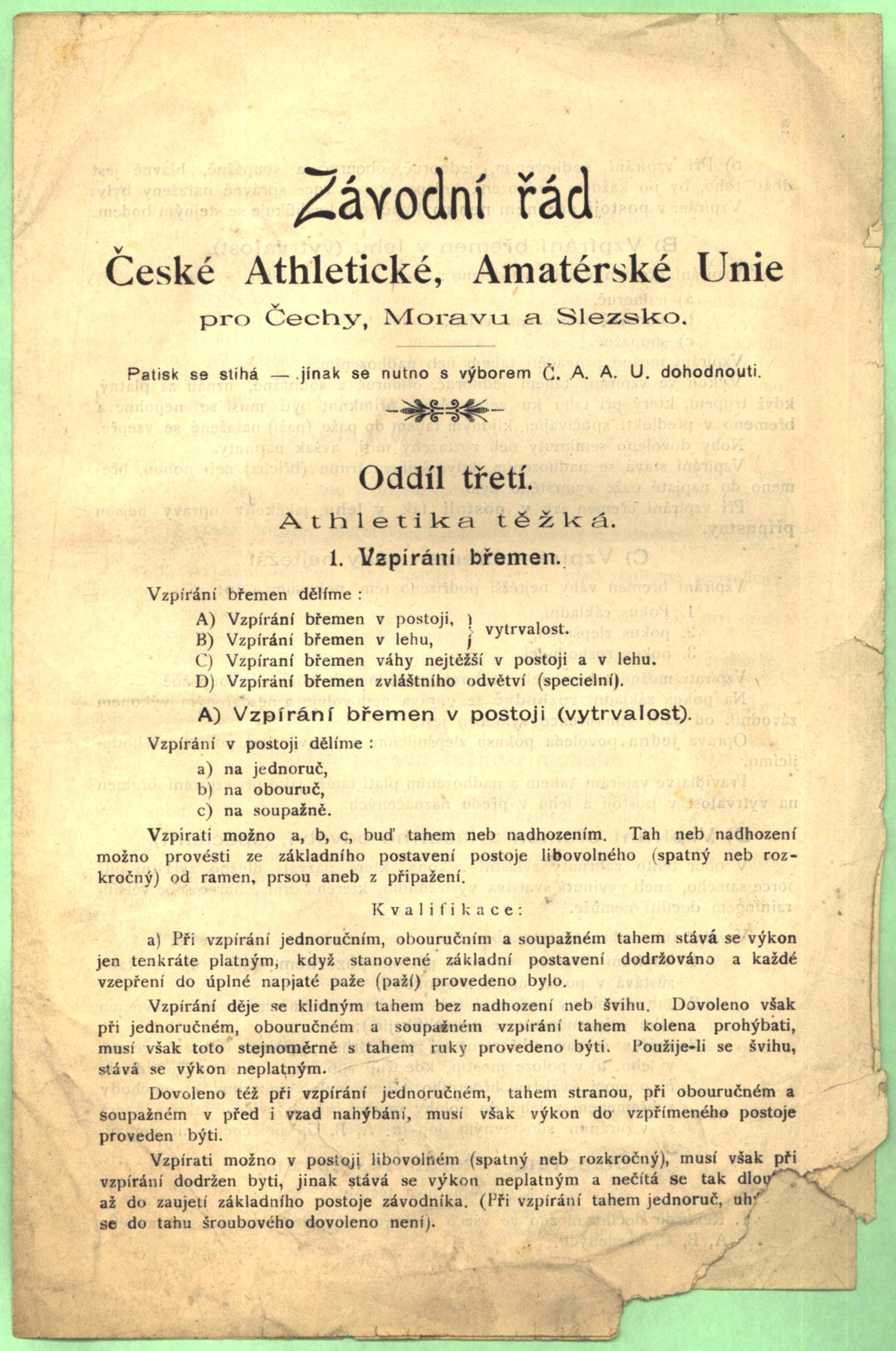 Náhledový obrázek Závodní řád Č.A.A.U. - 1