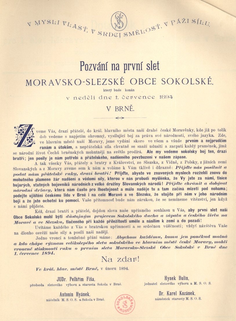 Náhledový obrázek Pozvání na první slet Moravsko-slezské Obce Sokolské - 1